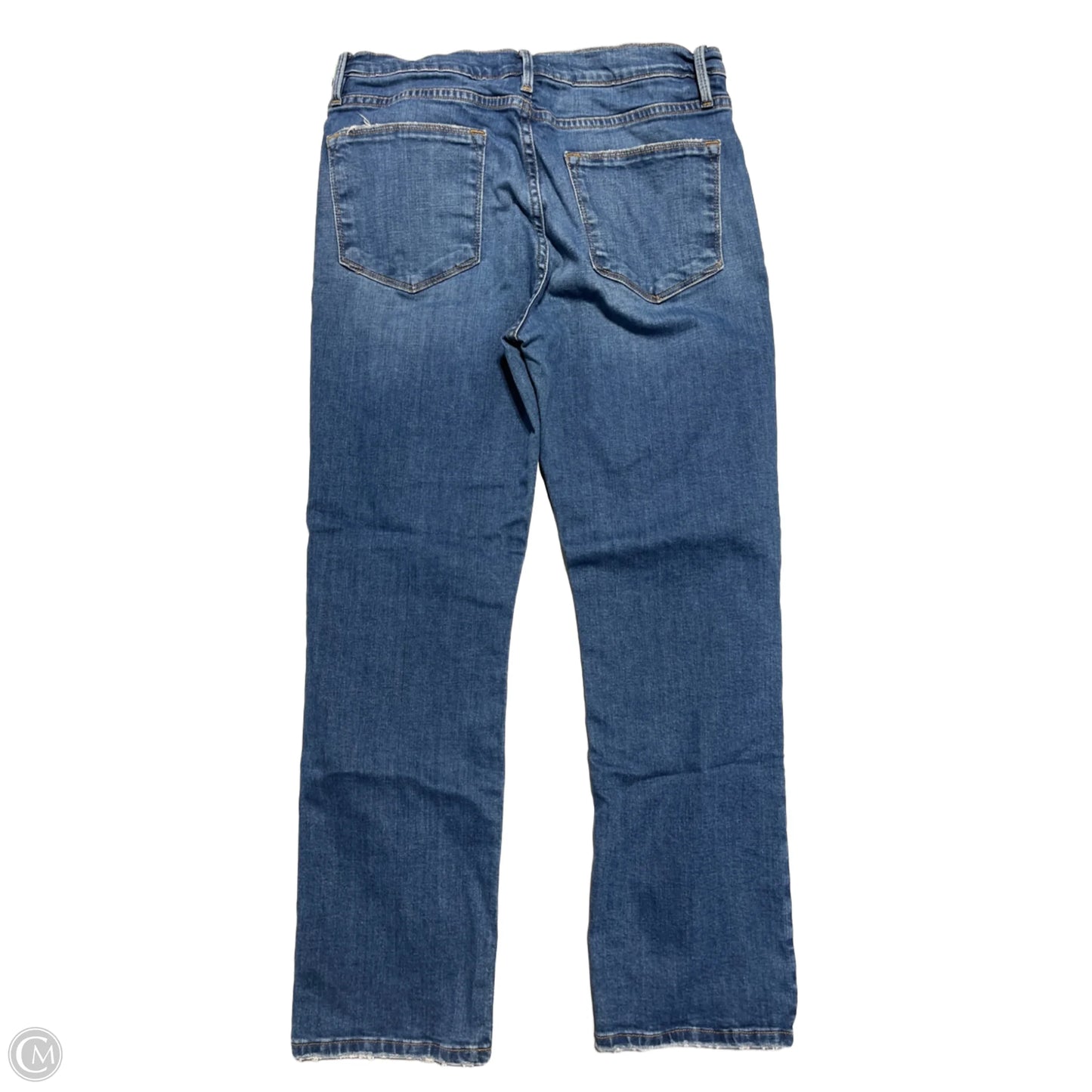 Jeans Straight By Frame In Blue Denim, Size: 12