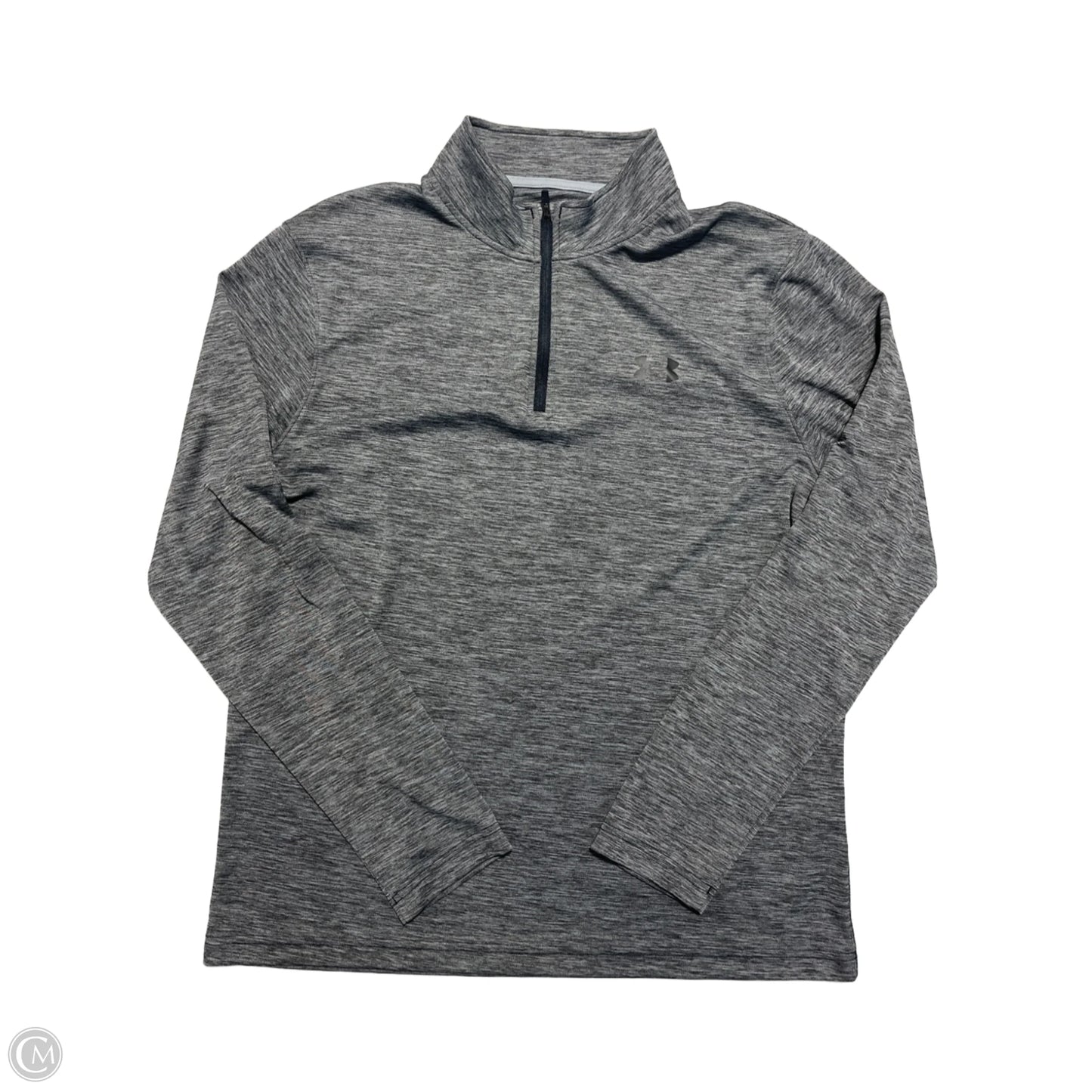 Athletic Top Long Sleeve Collar By Under Armour In Grey, Size: L