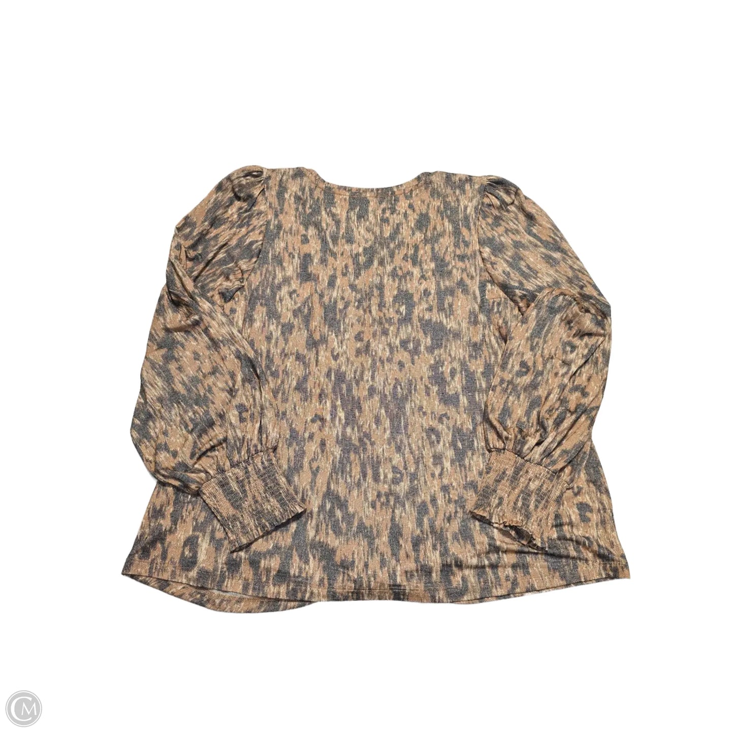 Top Long Sleeve By Democracy In Brown & Grey, Size: 1x