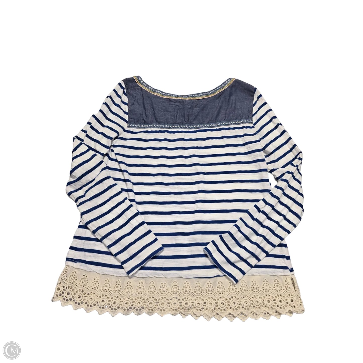 Top Long Sleeve By Little Yellow Button In Striped Pattern, Size: M
