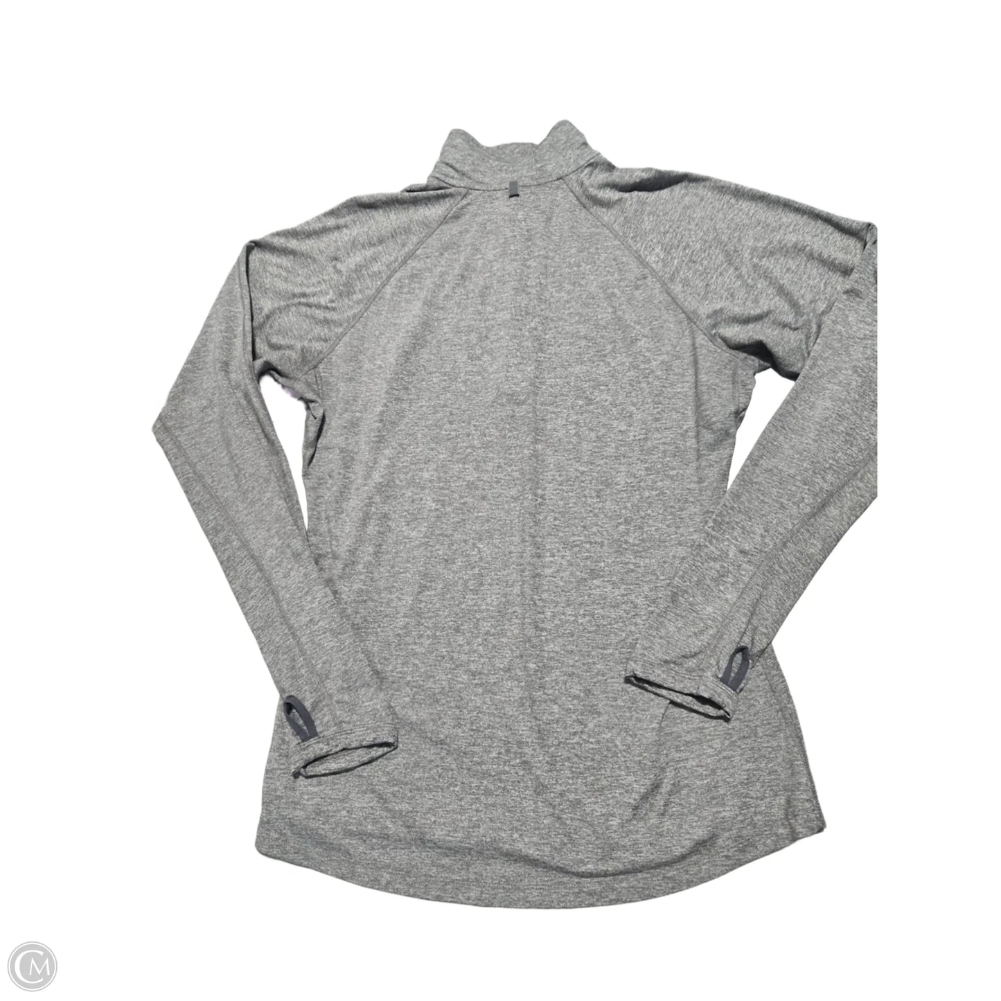 Athletic Top Long Sleeve Collar By Nike In Grey, Size: L