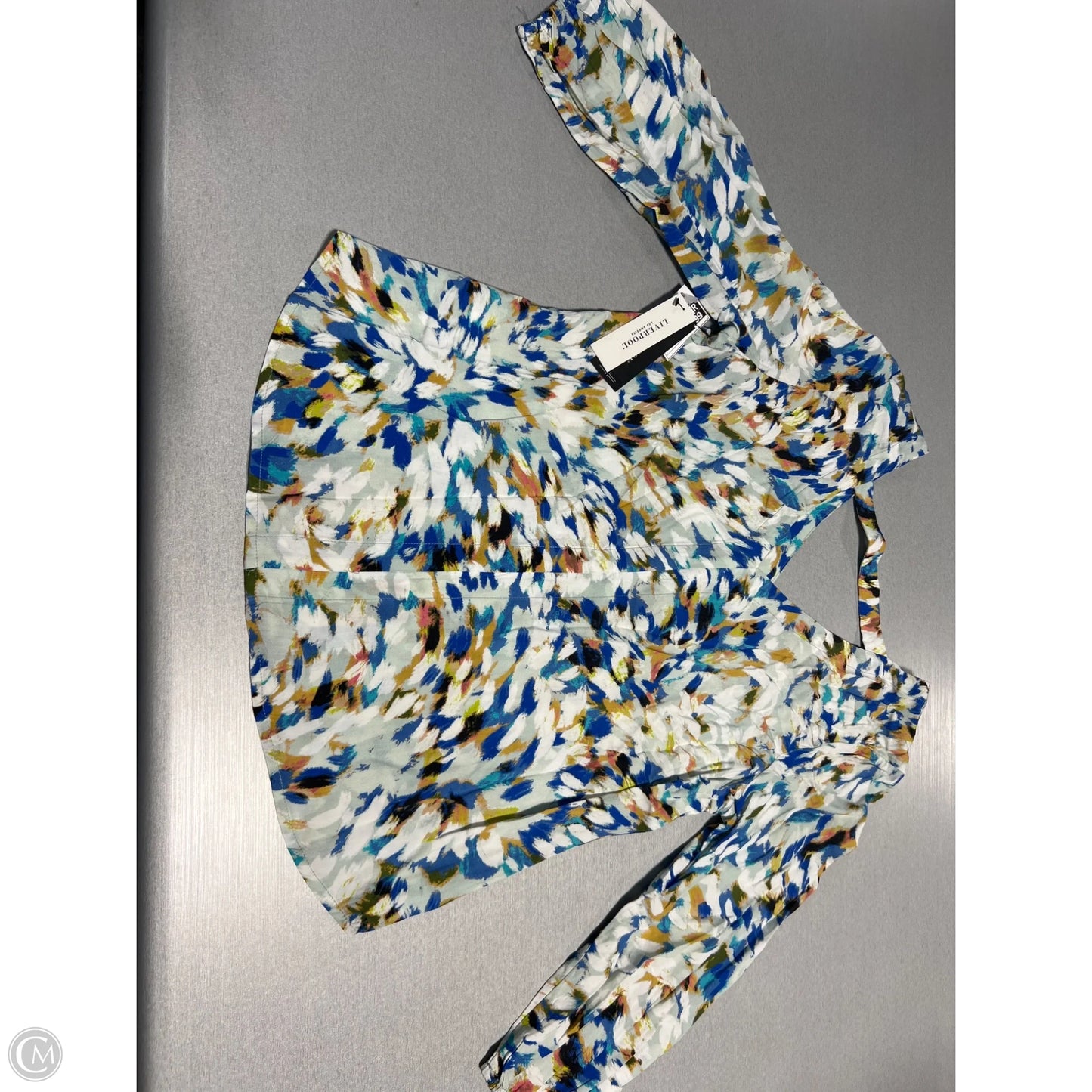 Top Long Sleeve By Liverpool In Blue & White, Size: Xs