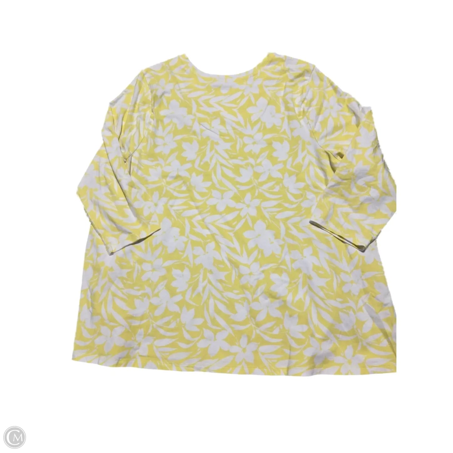 Top 3/4 Sleeve Basic By Cme In Yellow, Size: Xl