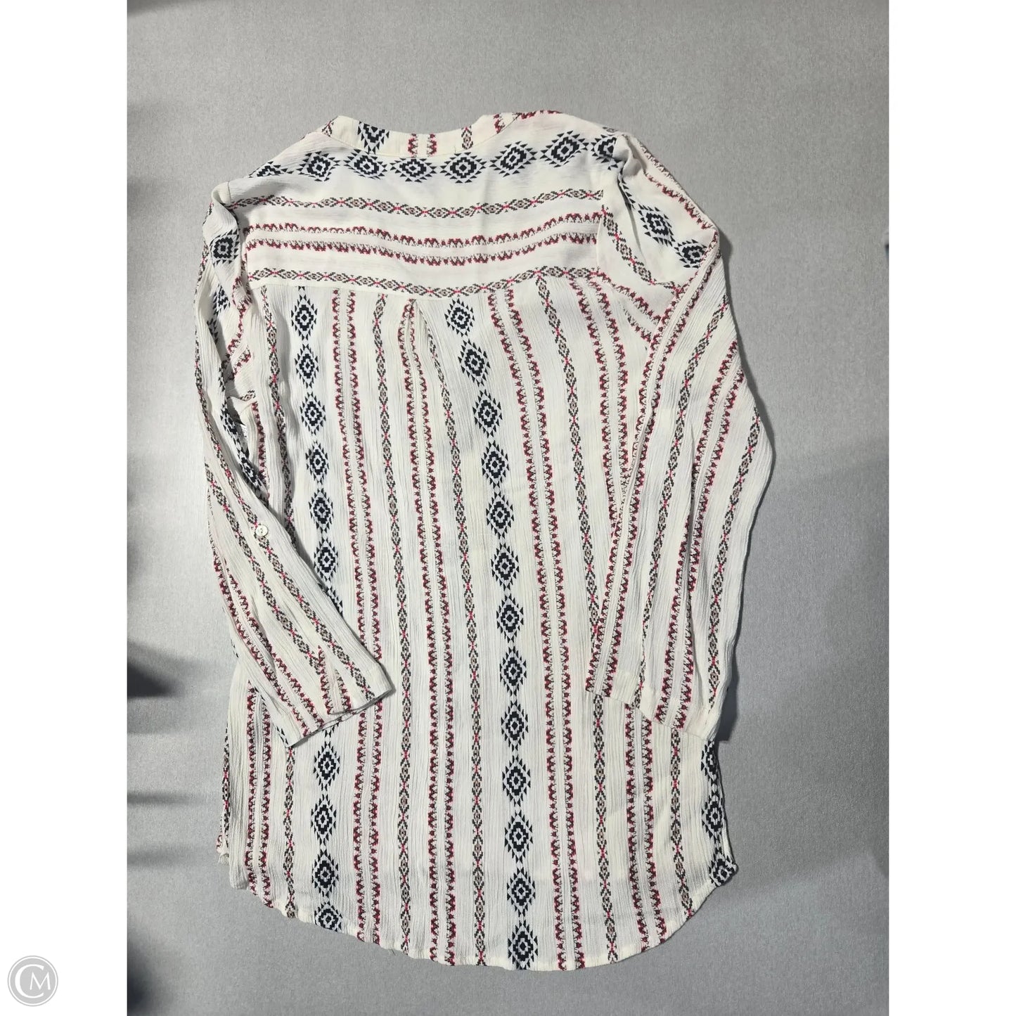 Top Long Sleeve By Cmc In Blue & Red & White, Size: L