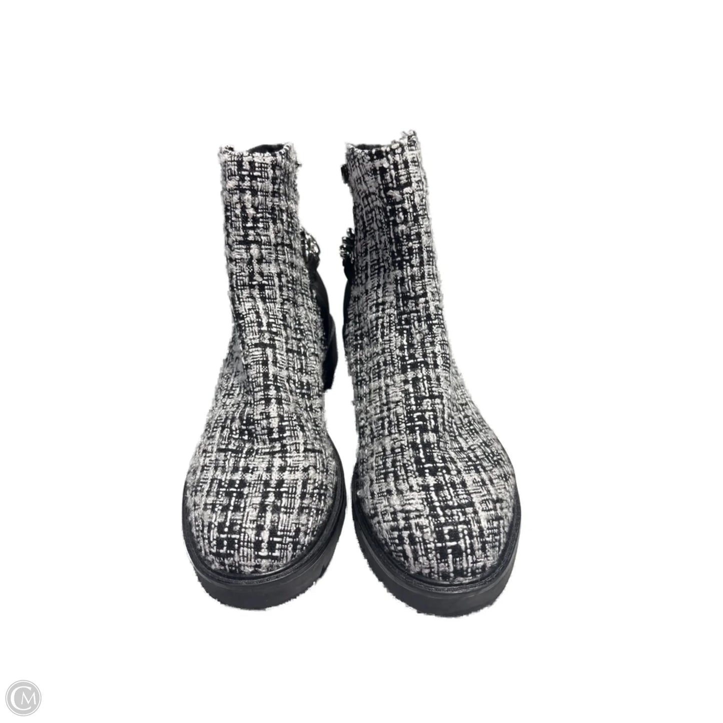 Boots Ankle Flats By Nine West In Black & White, Size: 8
