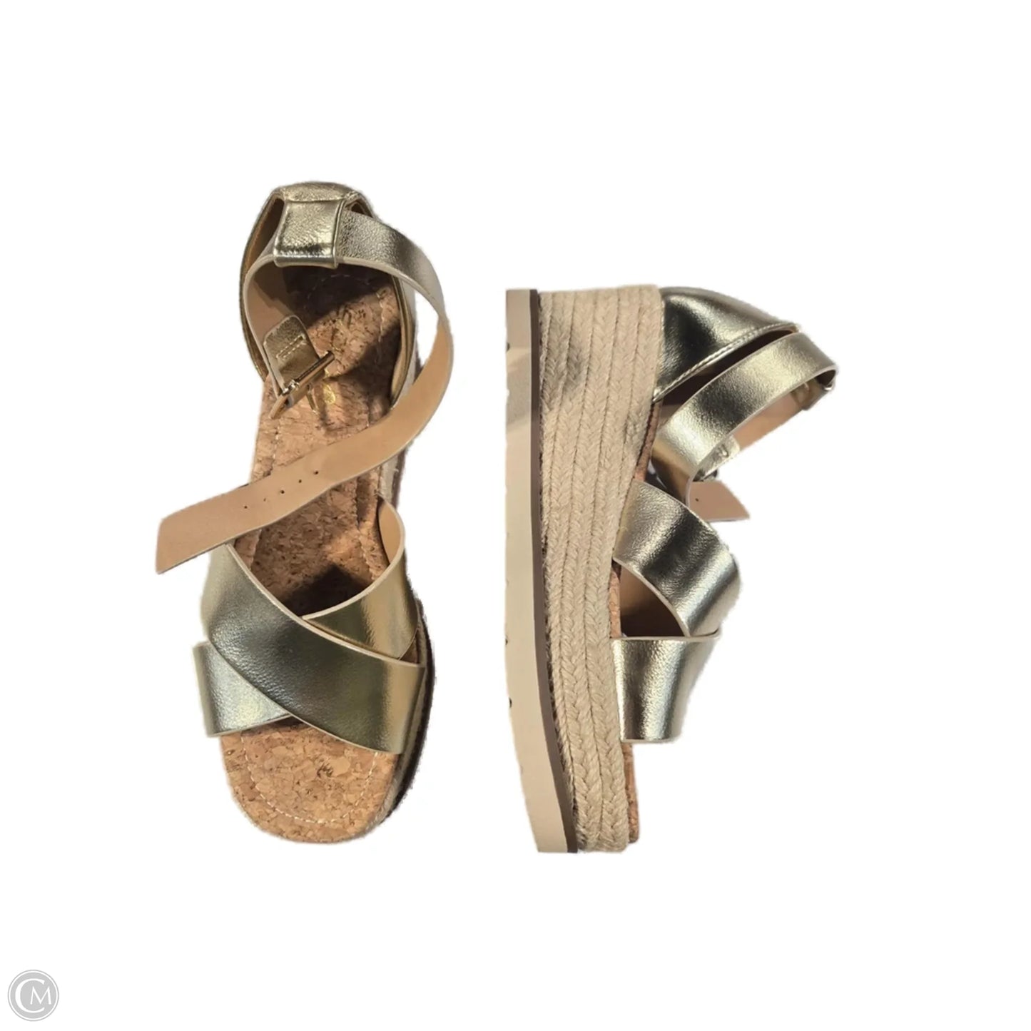 Sandals Heels Platform By Soda In Gold, Size: 8.5