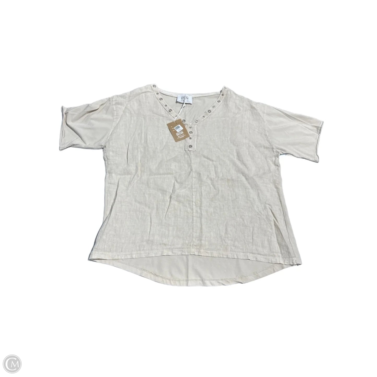 Top Short Sleeve By Cmb In Tan, Size: L