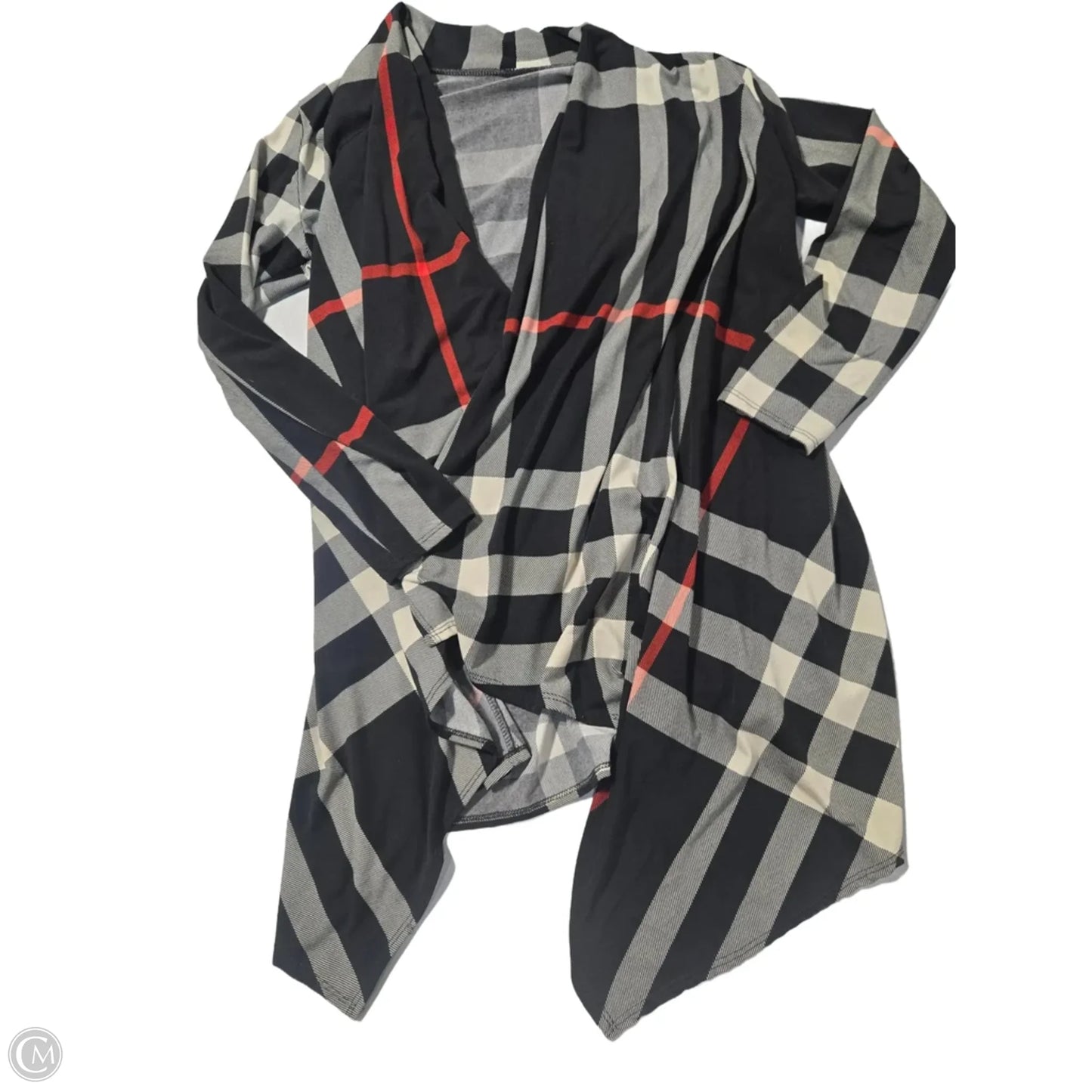 Cardigan By Cmf In Plaid Pattern, Size: L