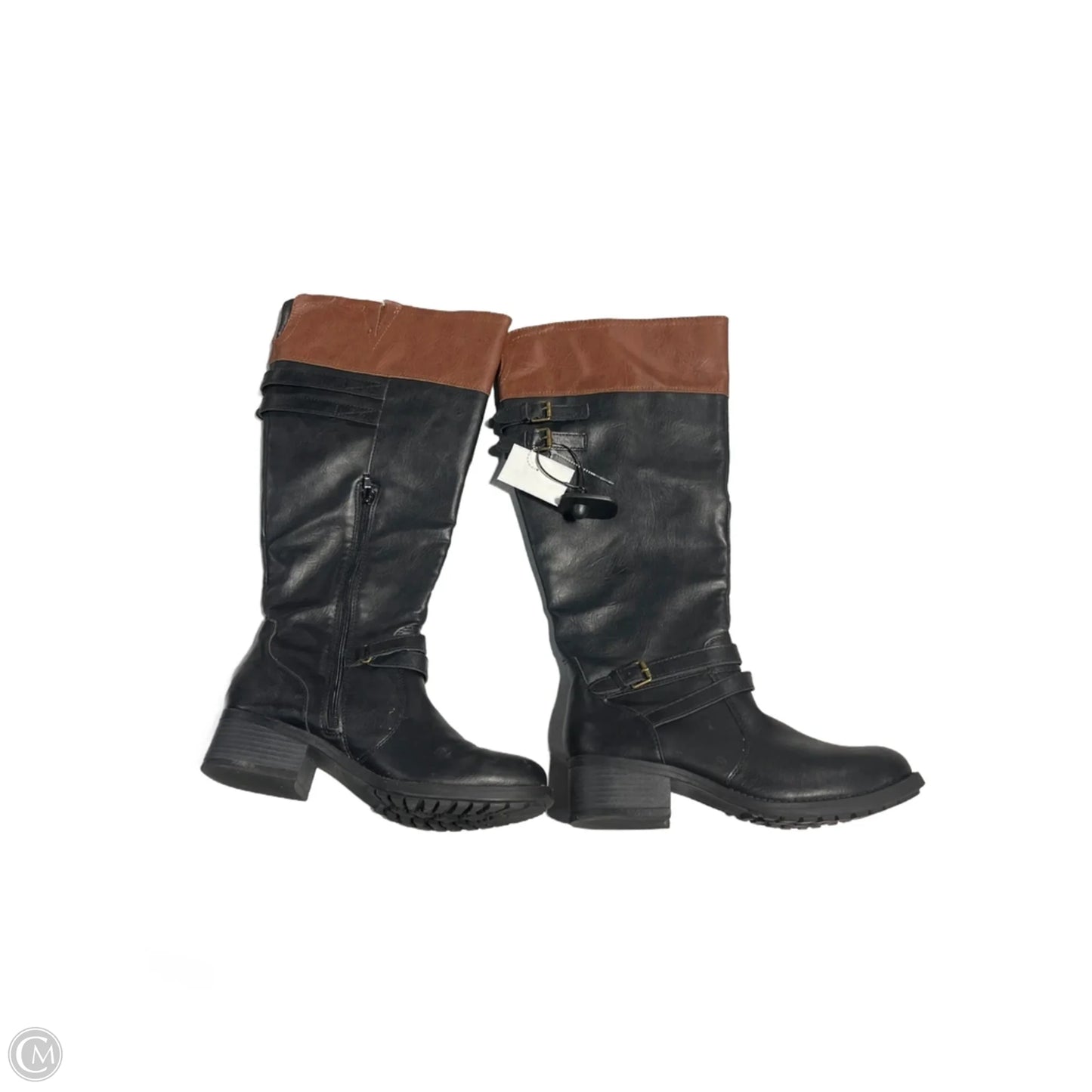 Boots Knee Flats By Cmf In Black & Brown, Size: 8.5