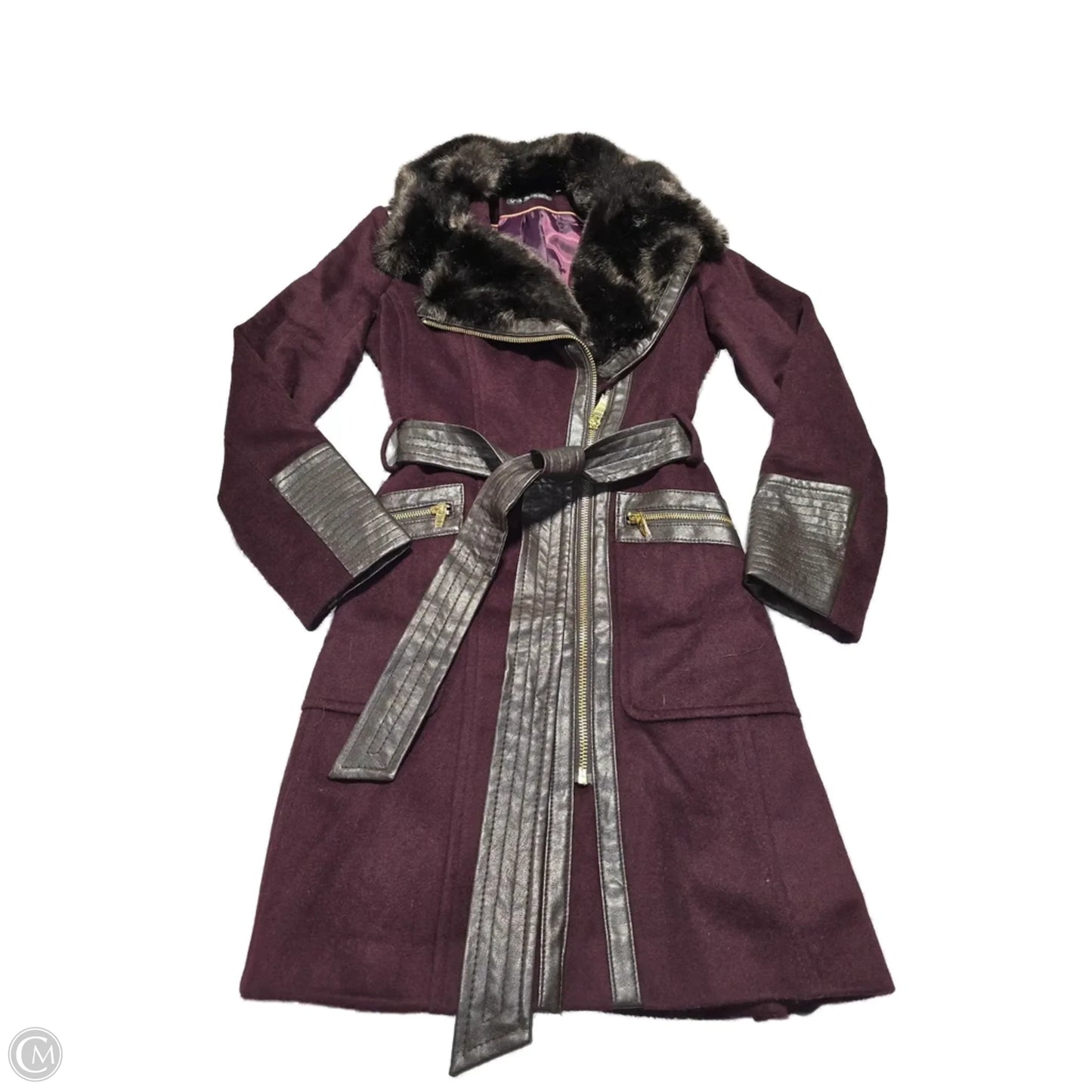 Coat Peacoat By Via Spiga In Purple, Size: S