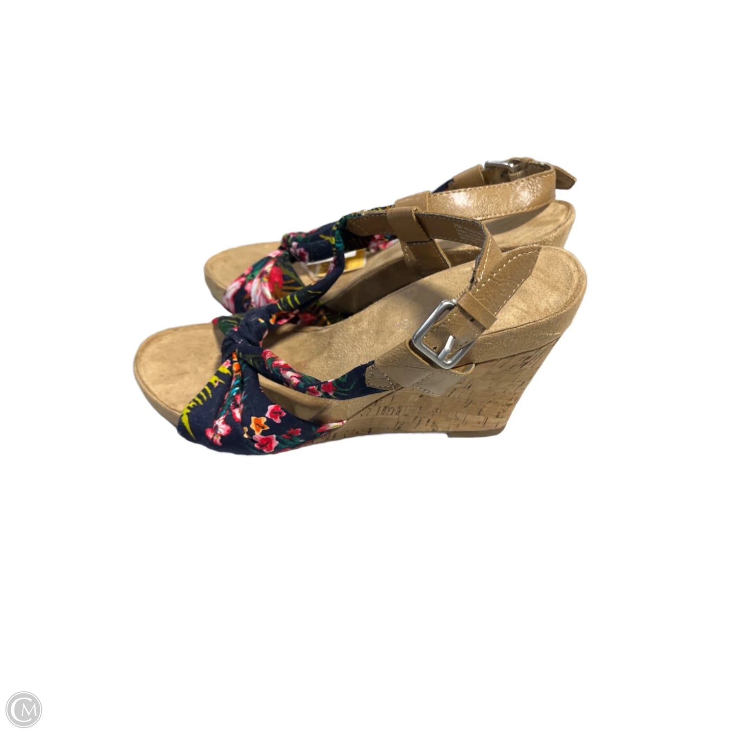 Sandals Heels Wedge By Aerosoles In Floral Print, Size: 7