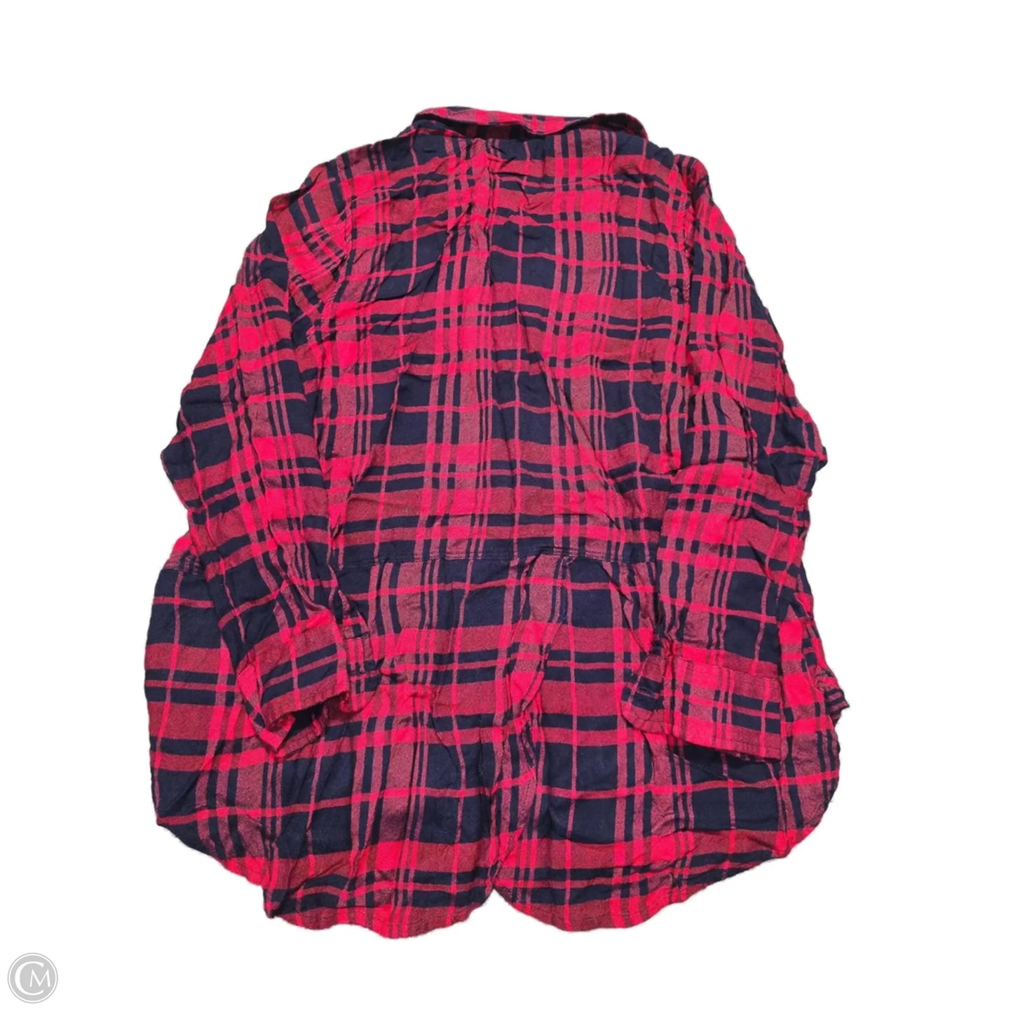 Blouse Long Sleeve By Lucky Brand In Plaid Pattern, Size: Xxl