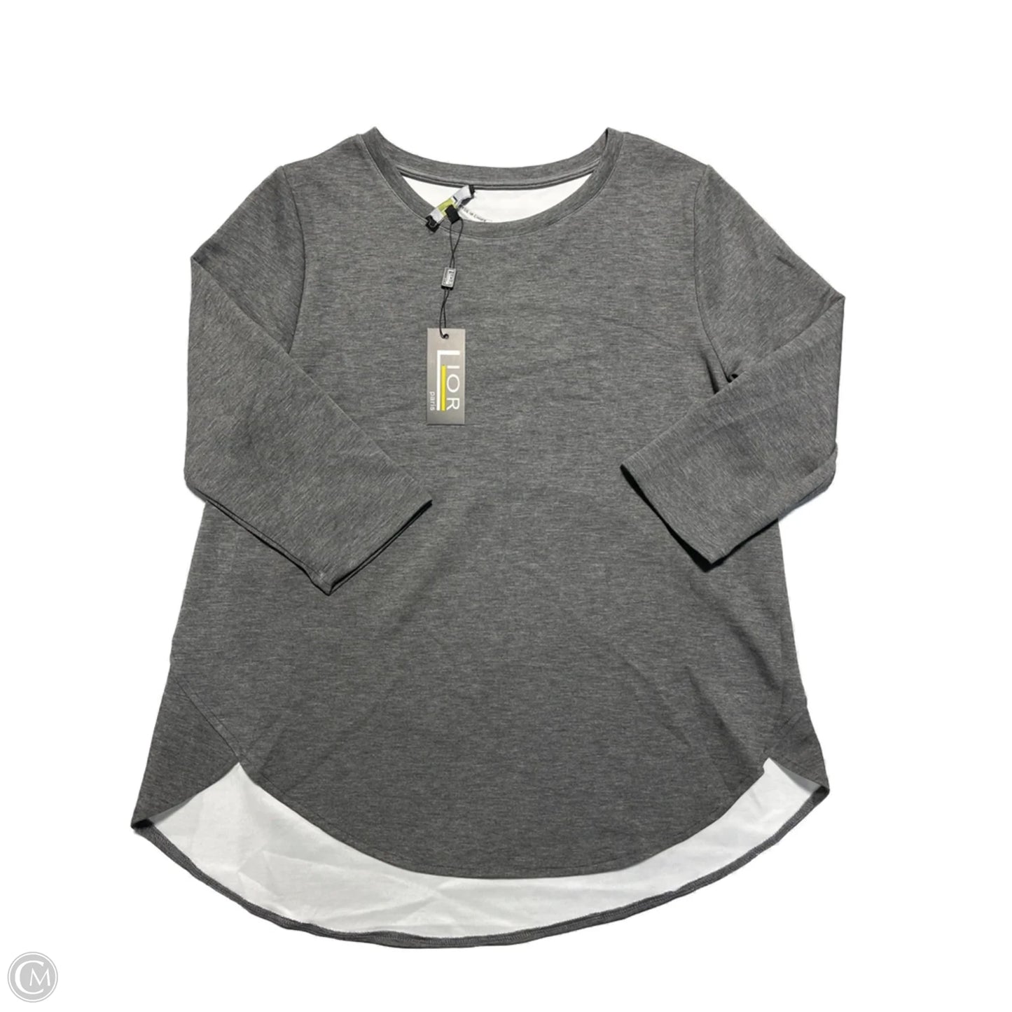3/4 sleeve top By Lior In Grey, Size: L