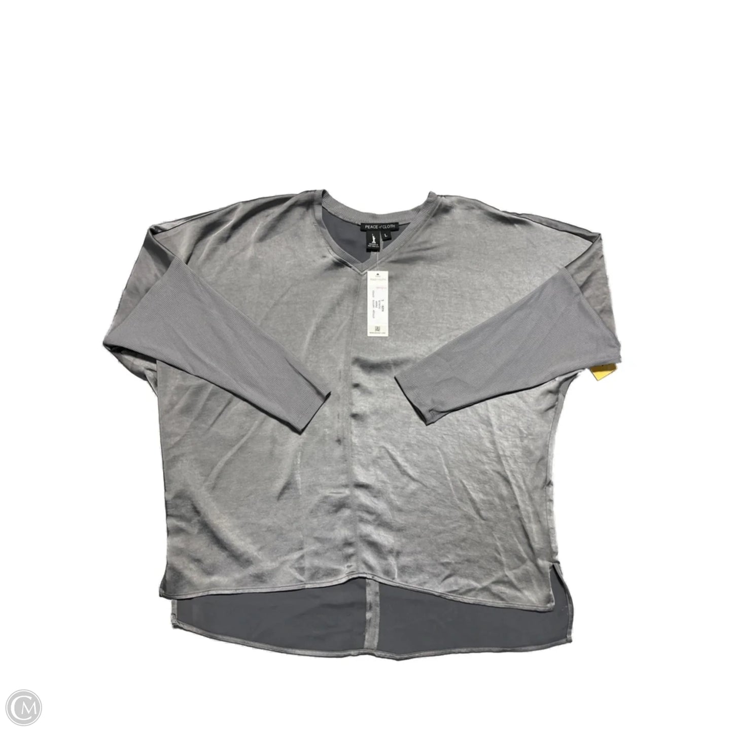 Blouse Long Sleeve By Peach In Silver, Size: L