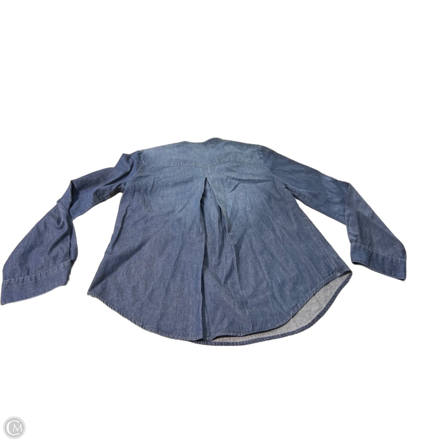 Blouse Long Sleeve By Cme In Blue Denim, Size: L