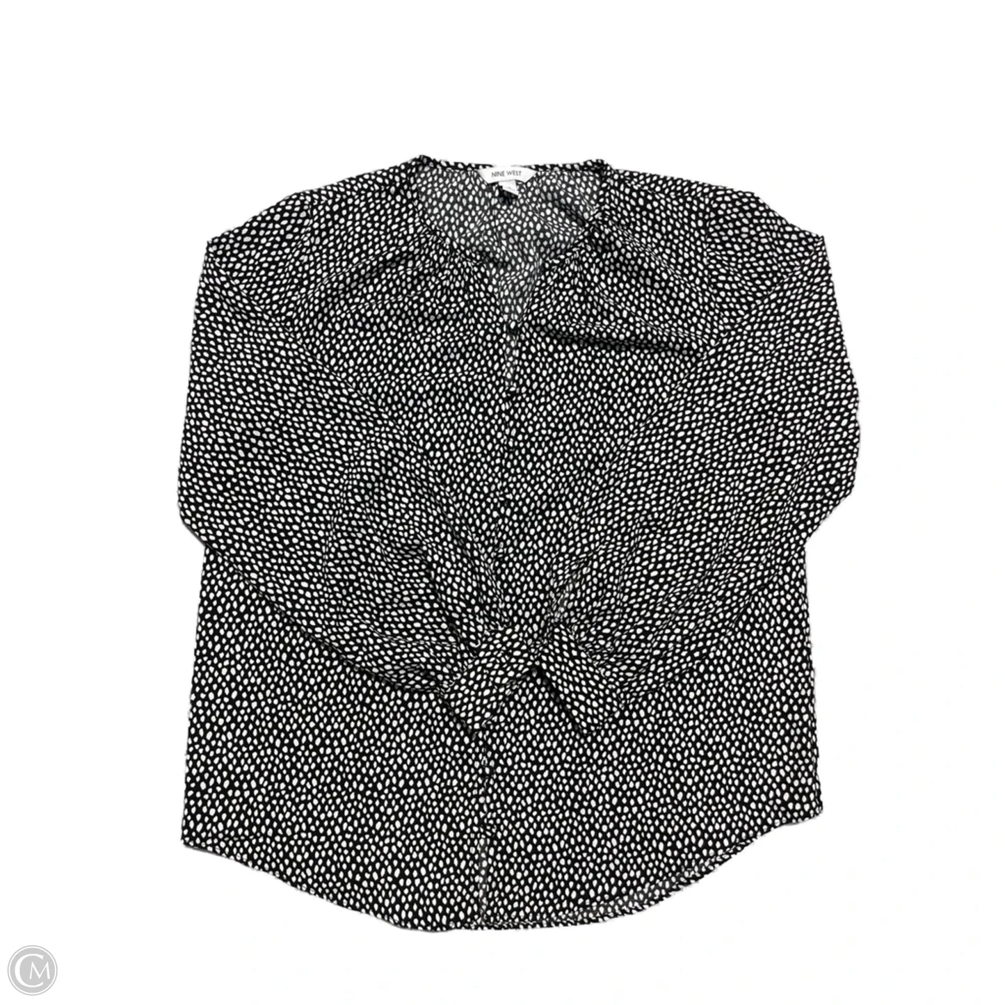 Blouse Long Sleeve By Nine West In Polkadot Pattern, Size: M