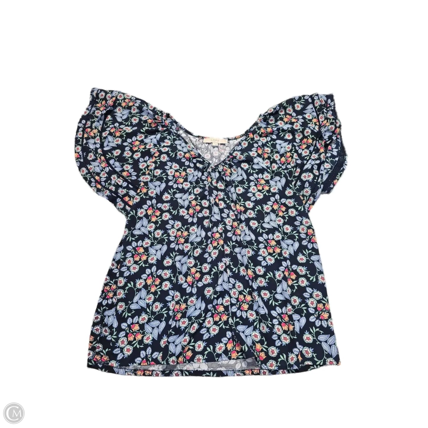 Blouse Short Sleeve By Loft In Blue, Size: L