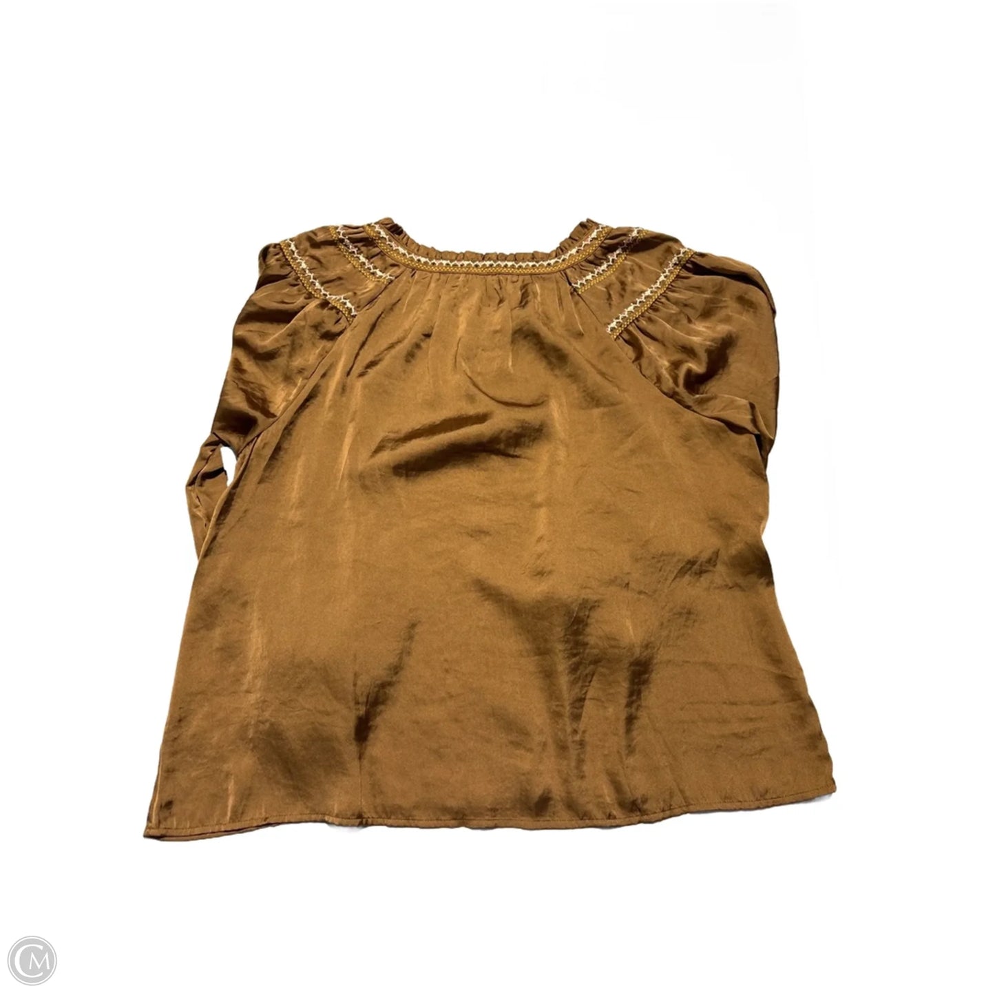 Blouse Long Sleeve By Lucky Brand In Bronze, Size: M