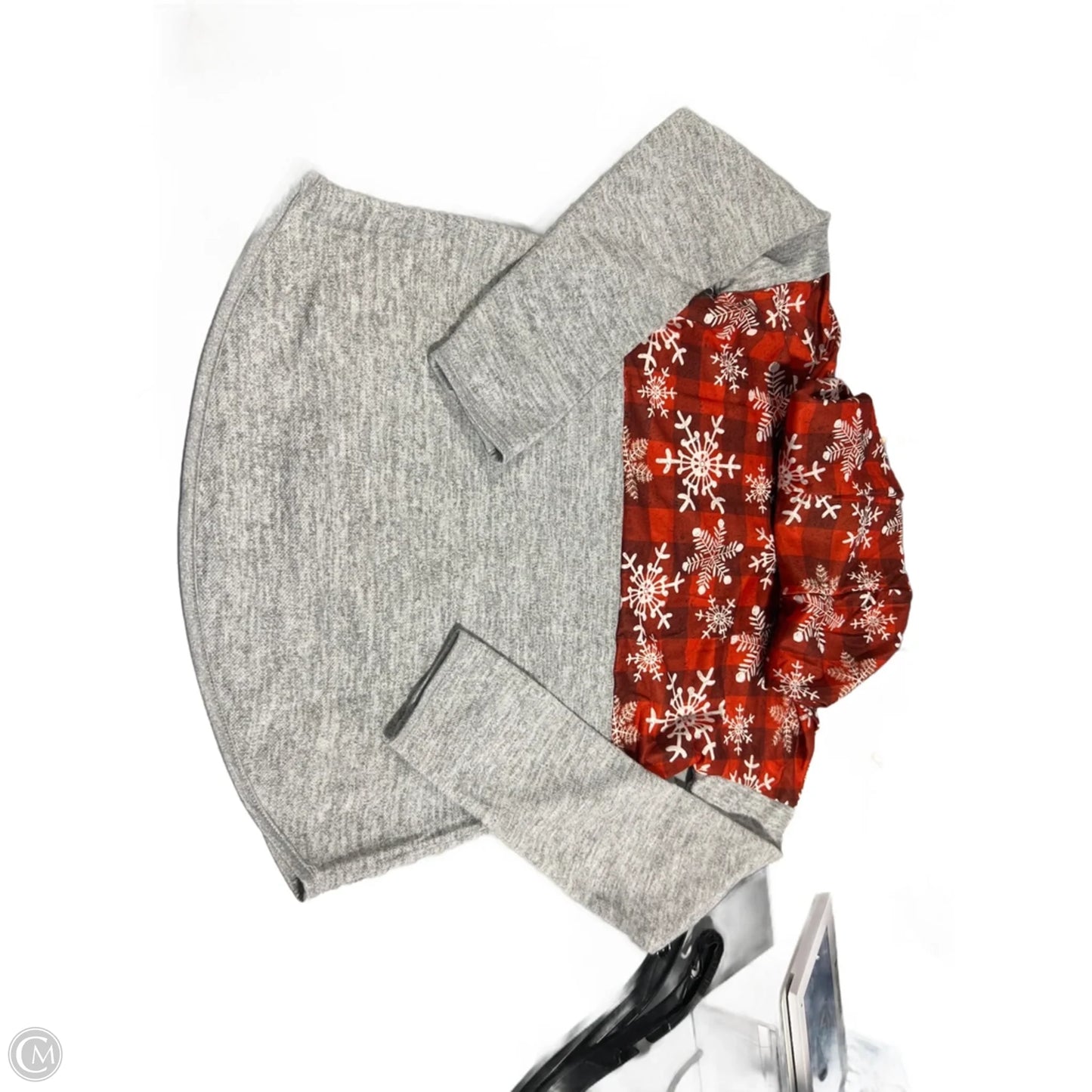 Top Long Sleeve By Cmc In Grey & Red, Size: S