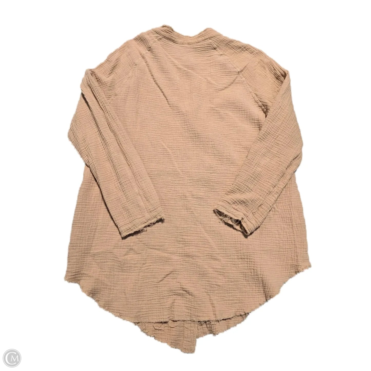 Top Long Sleeve By Cmb In Tan, Size: M