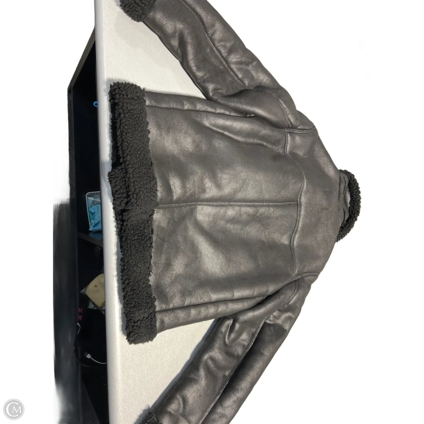 Coat Faux Fur & Sherpa By H&m In Black, Size: Xs