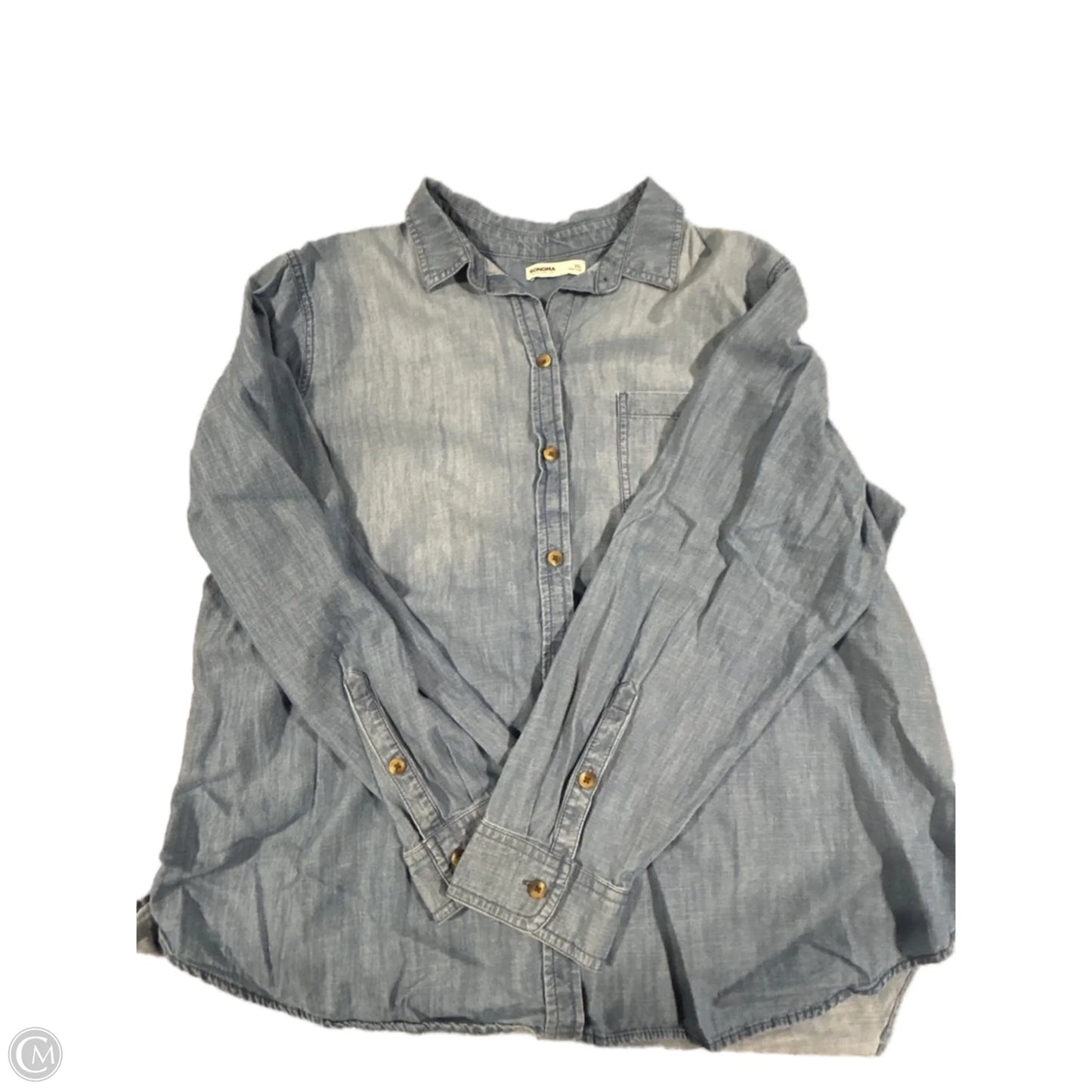 Top Long Sleeve By Sonoma In Blue Denim, Size: Xxl