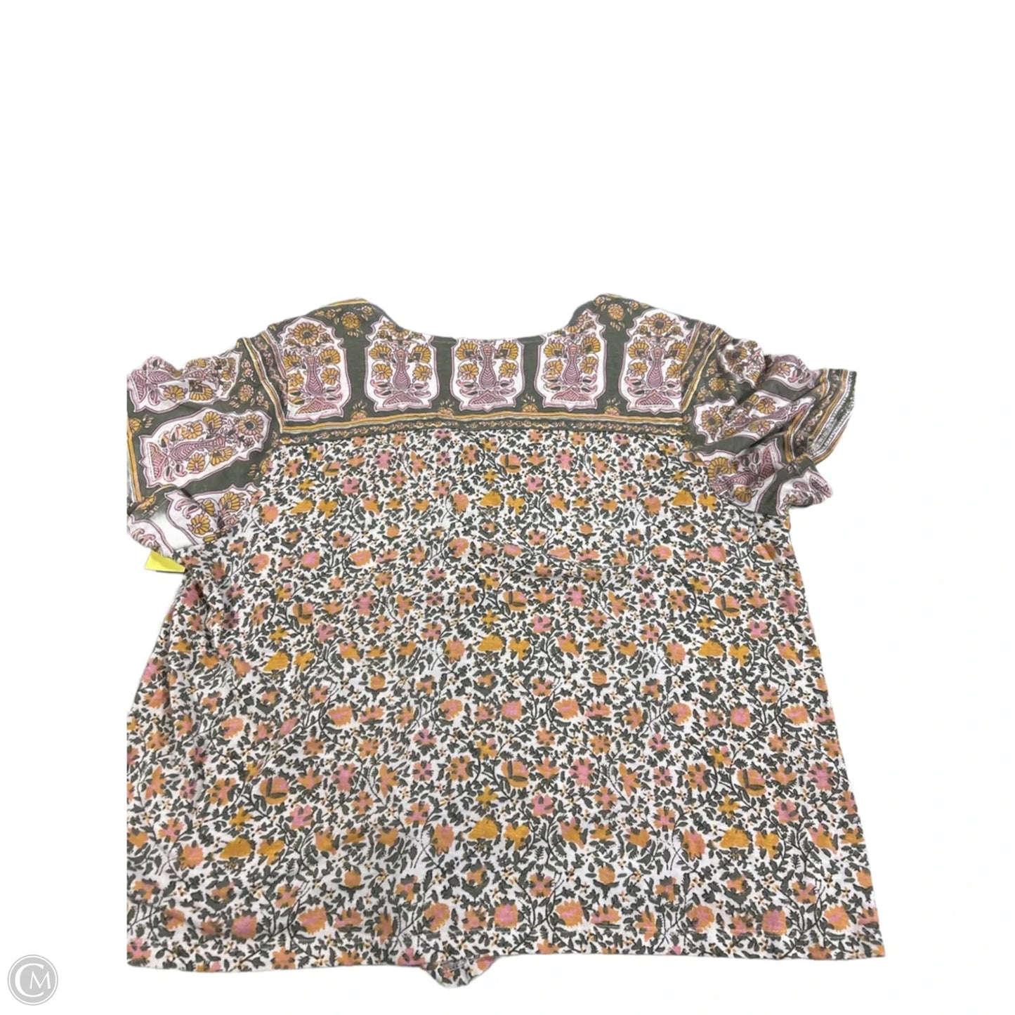 Top Short Sleeve By Lucky Brand In Green & Pink, Size: Xl