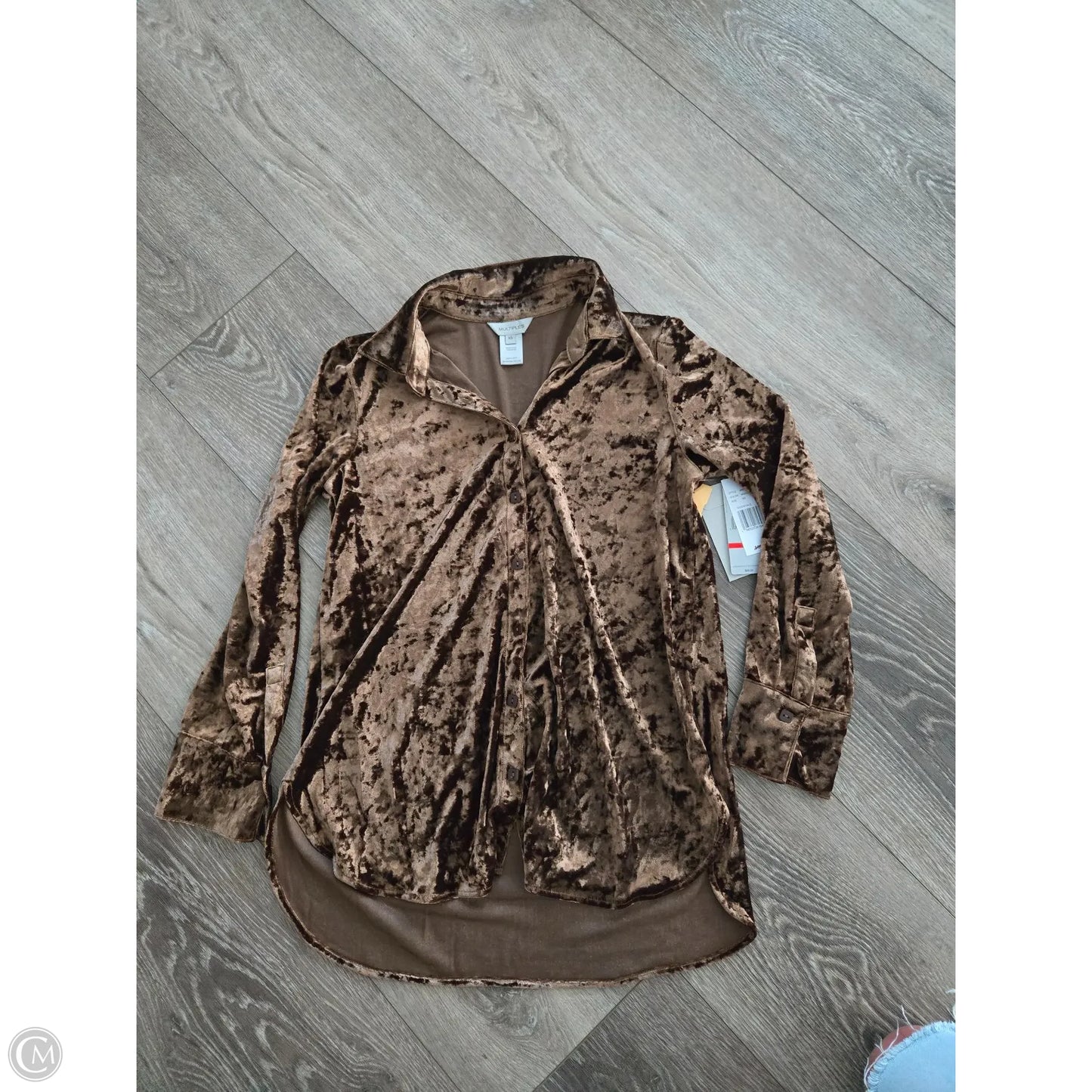Top Long Sleeve By Multiples In Gold, Size: Xs