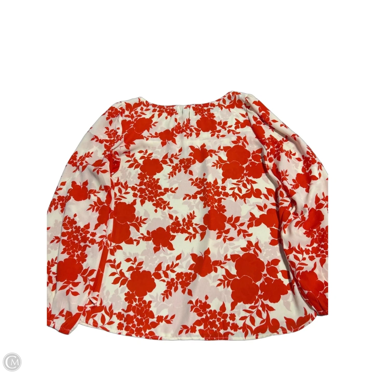 Blouse Long Sleeve By Loft In Orange & White, Size: Xl