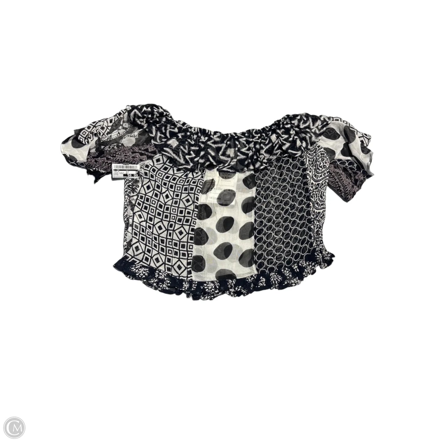Top Short Sleeve By Cmc In Black & White, Size: M