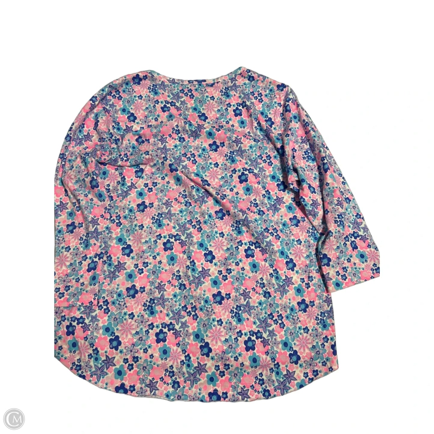 Top 3/4 Sleeve By Cmc In Blue & Pink, Size: M