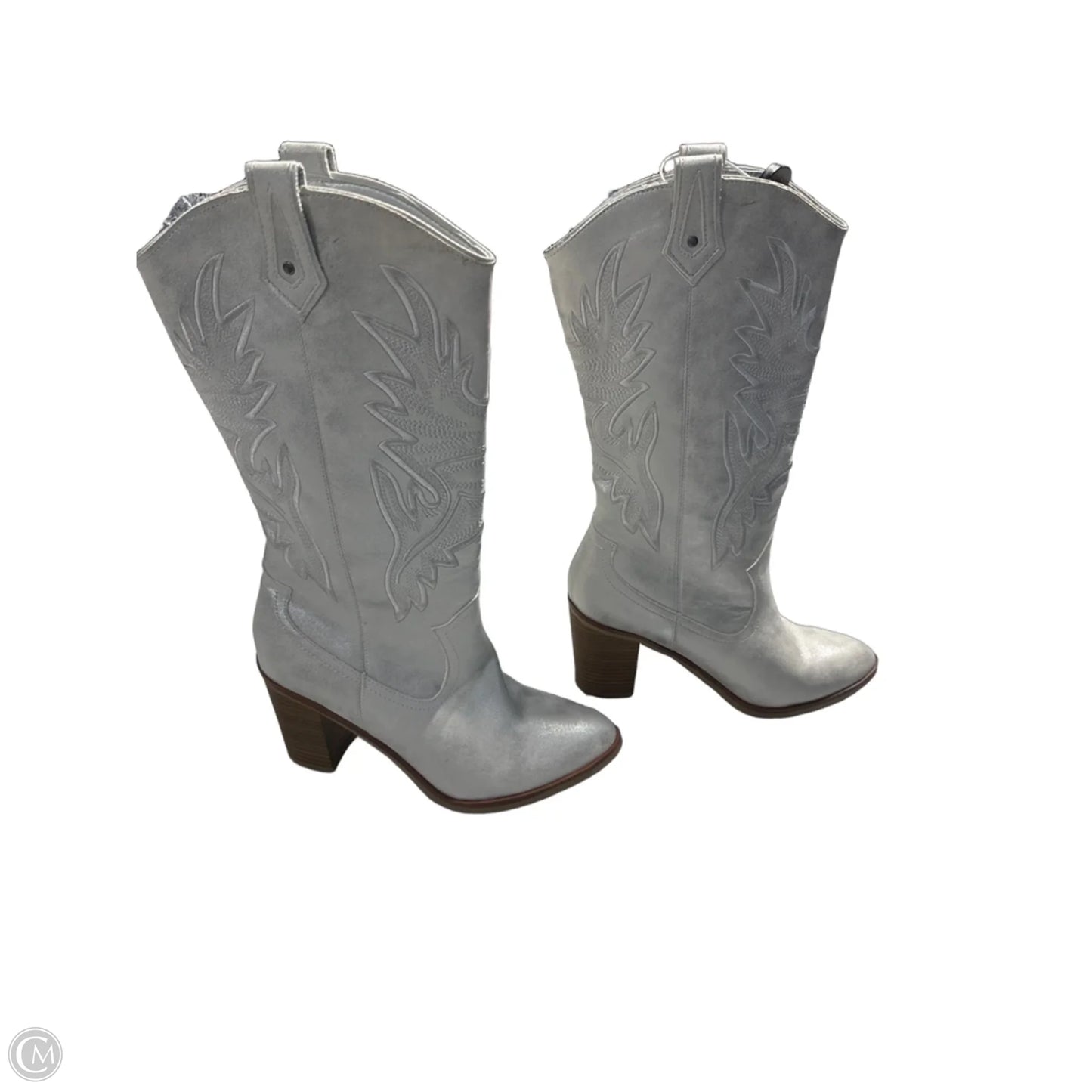Boots Ankle Heels By Mia In Silver, Size: 8.5