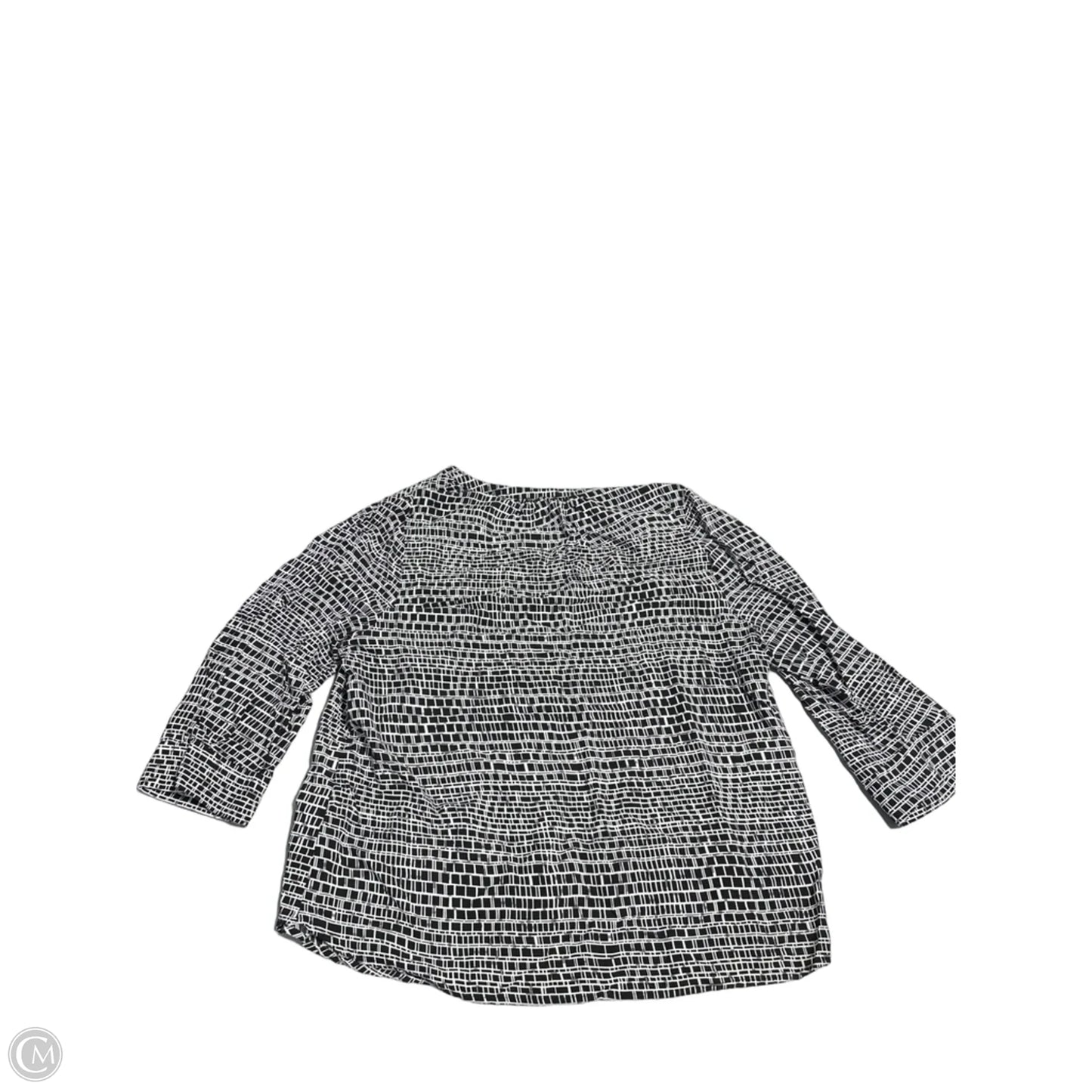 Top 3/4 Sleeve By Willi Smith In Black & White, Size: 1x