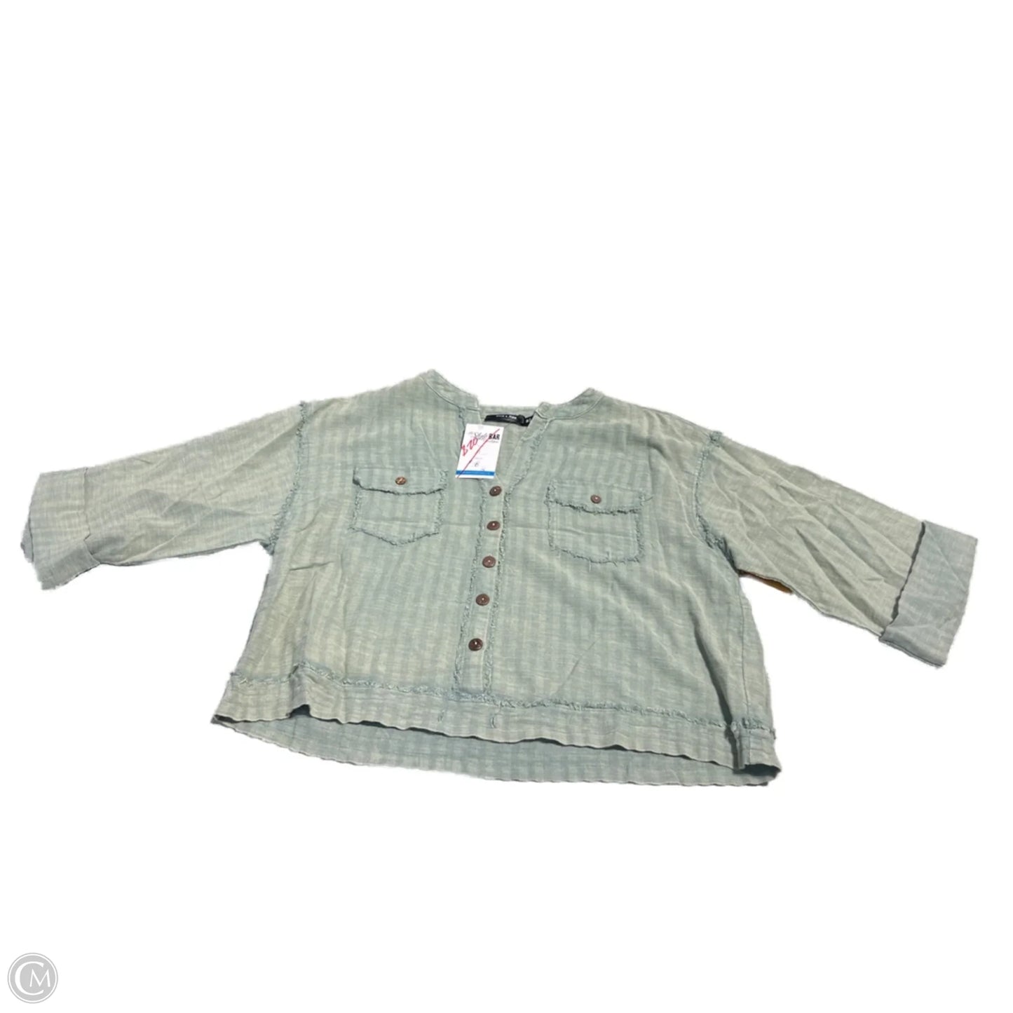 Blouse Short Sleeve By Doe & Rae In Green, Size: M