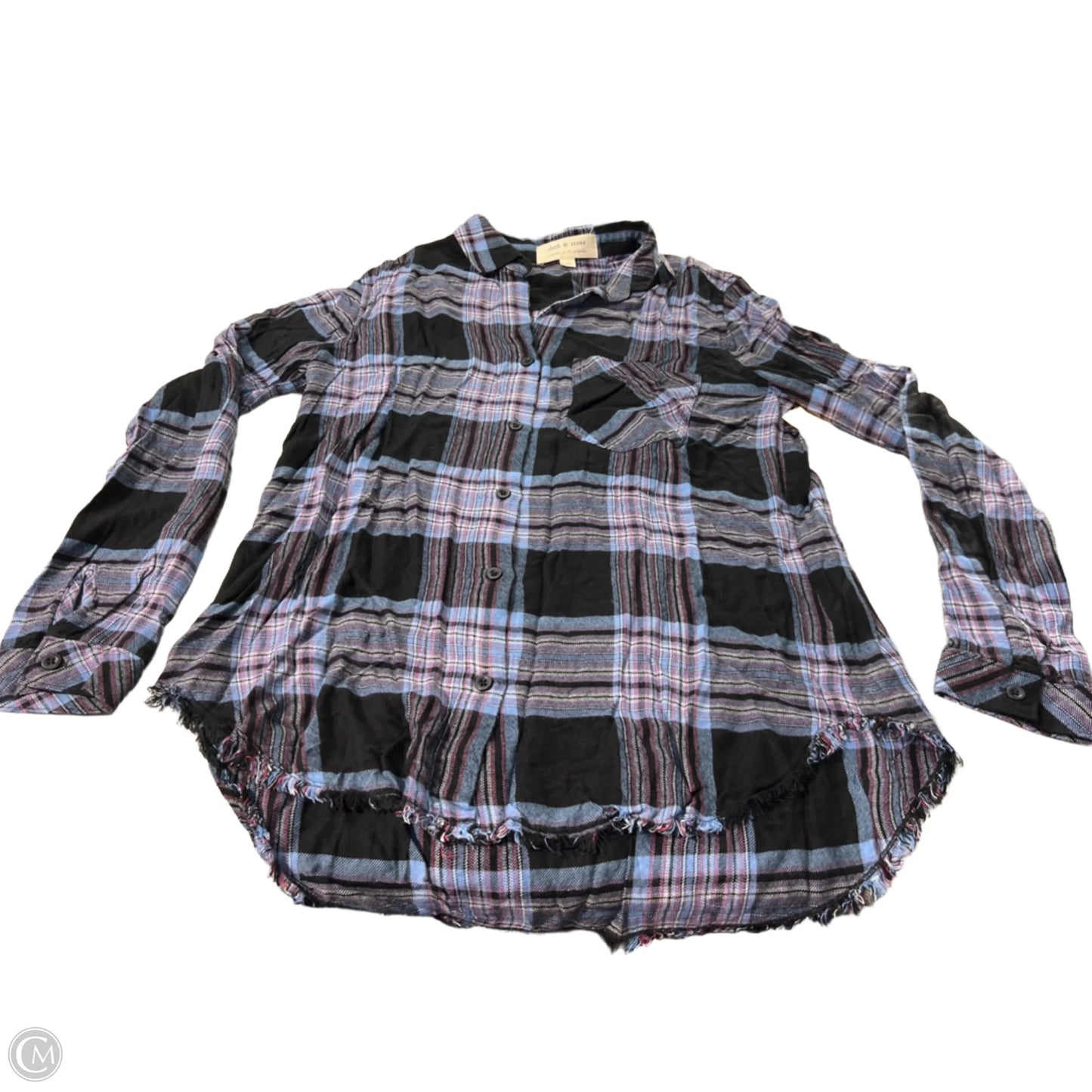 Top Long Sleeve By Cloth & Stone In Plaid Pattern, Size: M