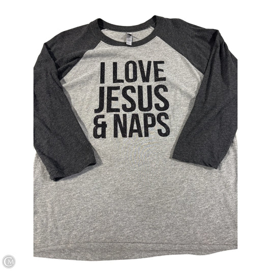 Top 3/4 Sleeve By Next Level In Grey, Size: M