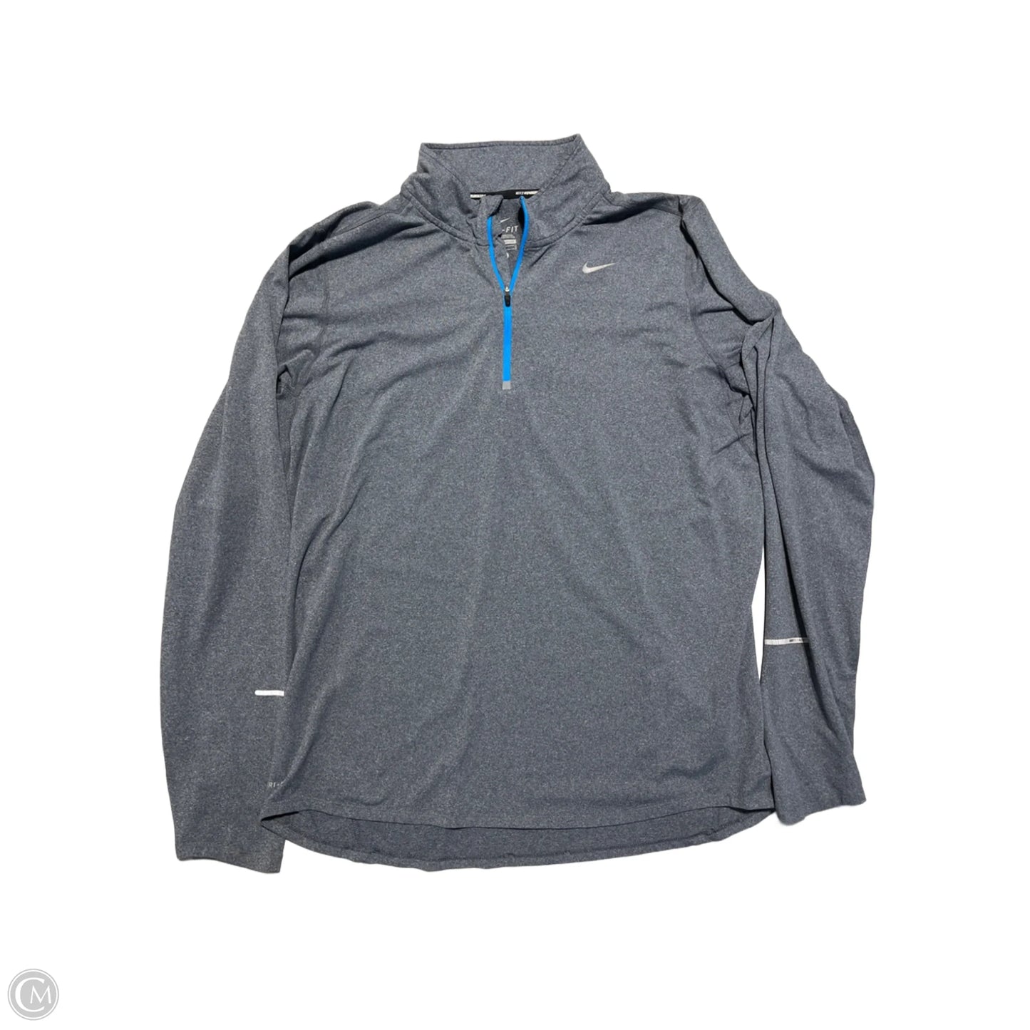 Athletic Top Long Sleeve Collar By Nike In Grey, Size: L