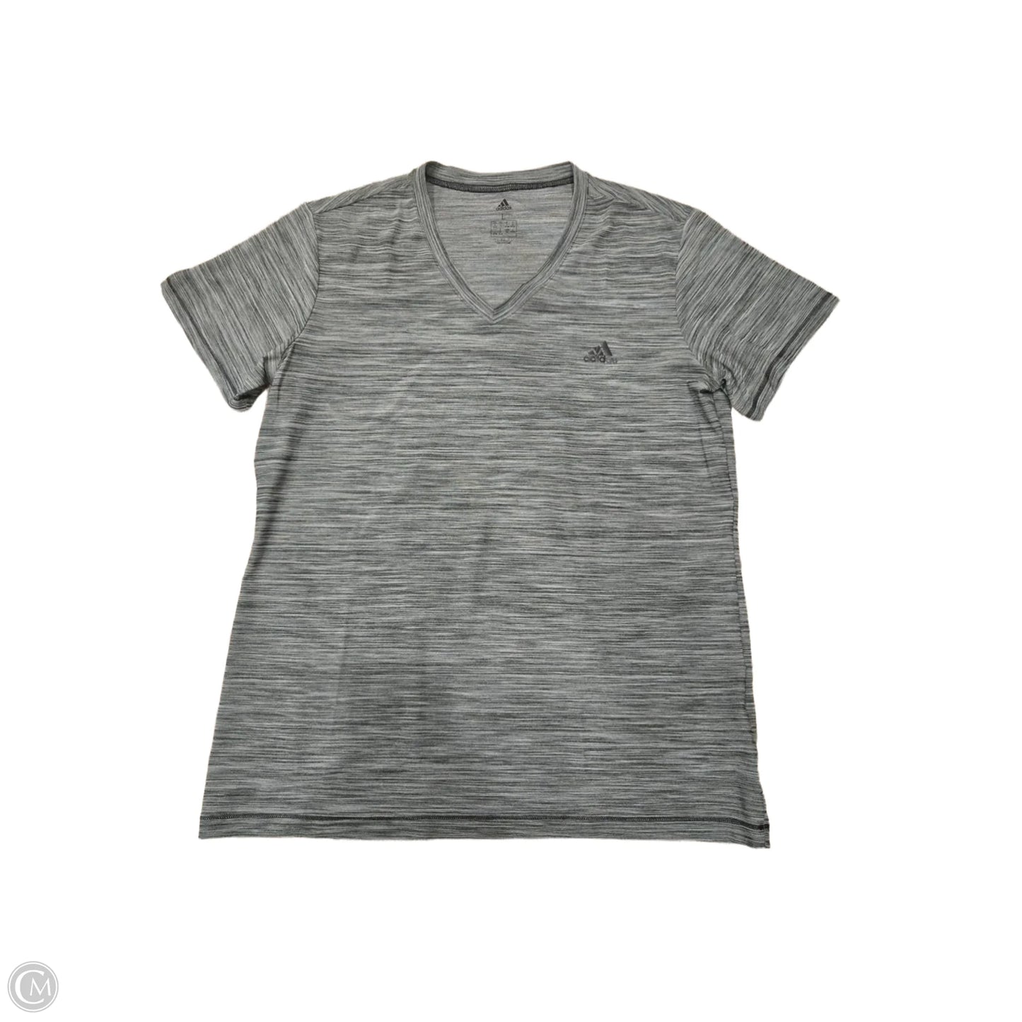 Athletic Top Short Sleeve By Adidas In Grey, Size: L