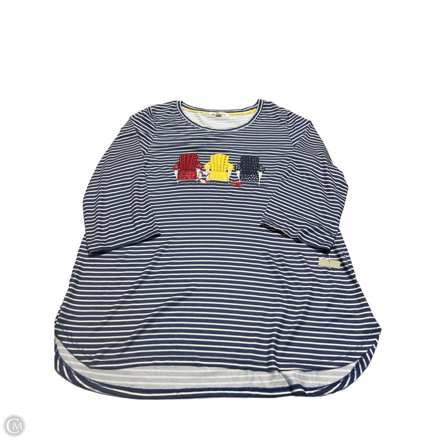 Top 3/4 Sleeve By Cmc In Striped Pattern, Size: Xxl