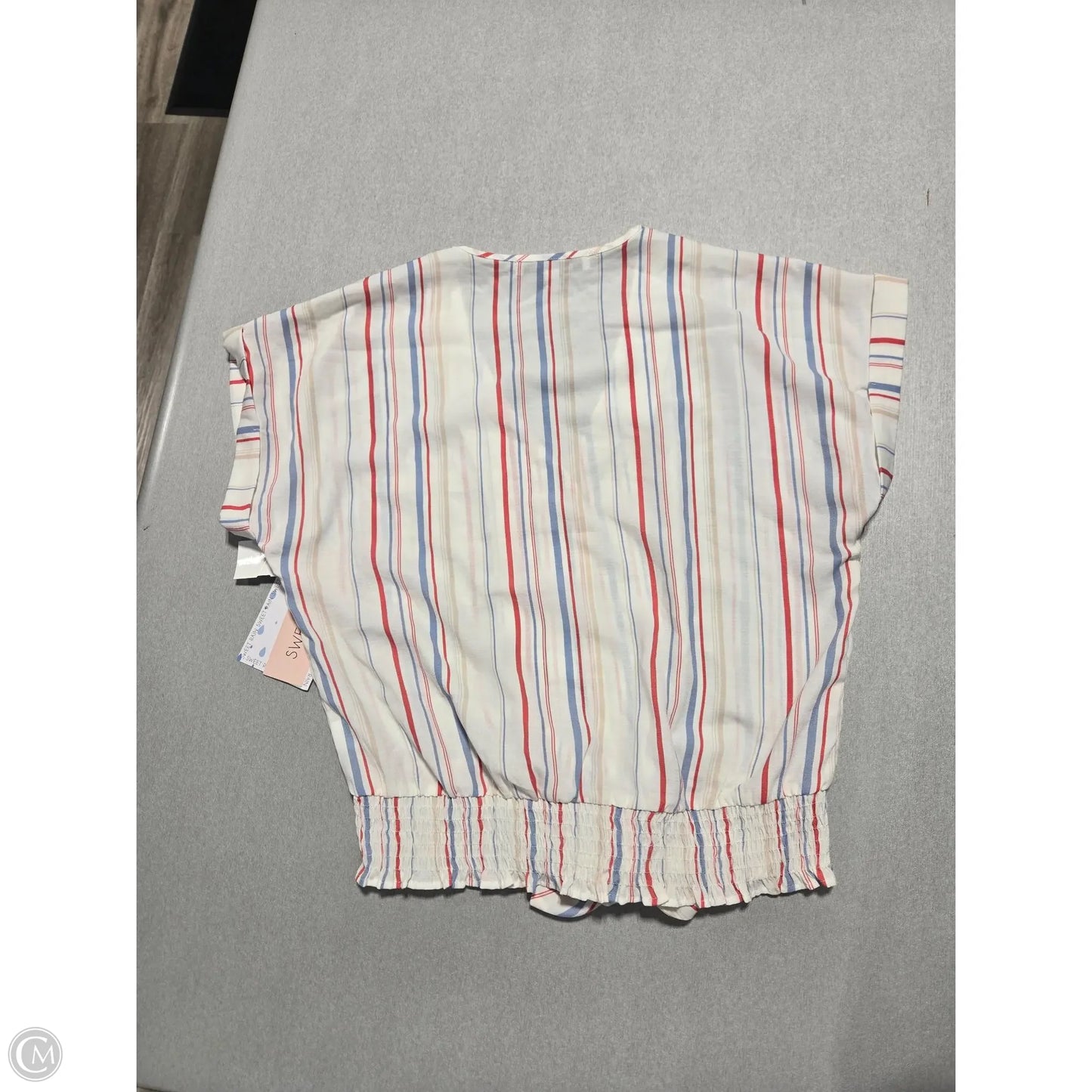 Top Short Sleeve By Sweet Rain In Striped Pattern, Size: M