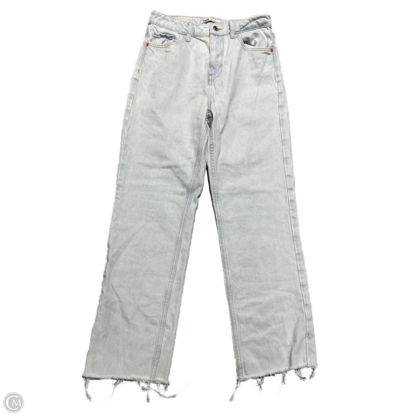 Jeans Straight By Zara In Blue Denim, Size: 4