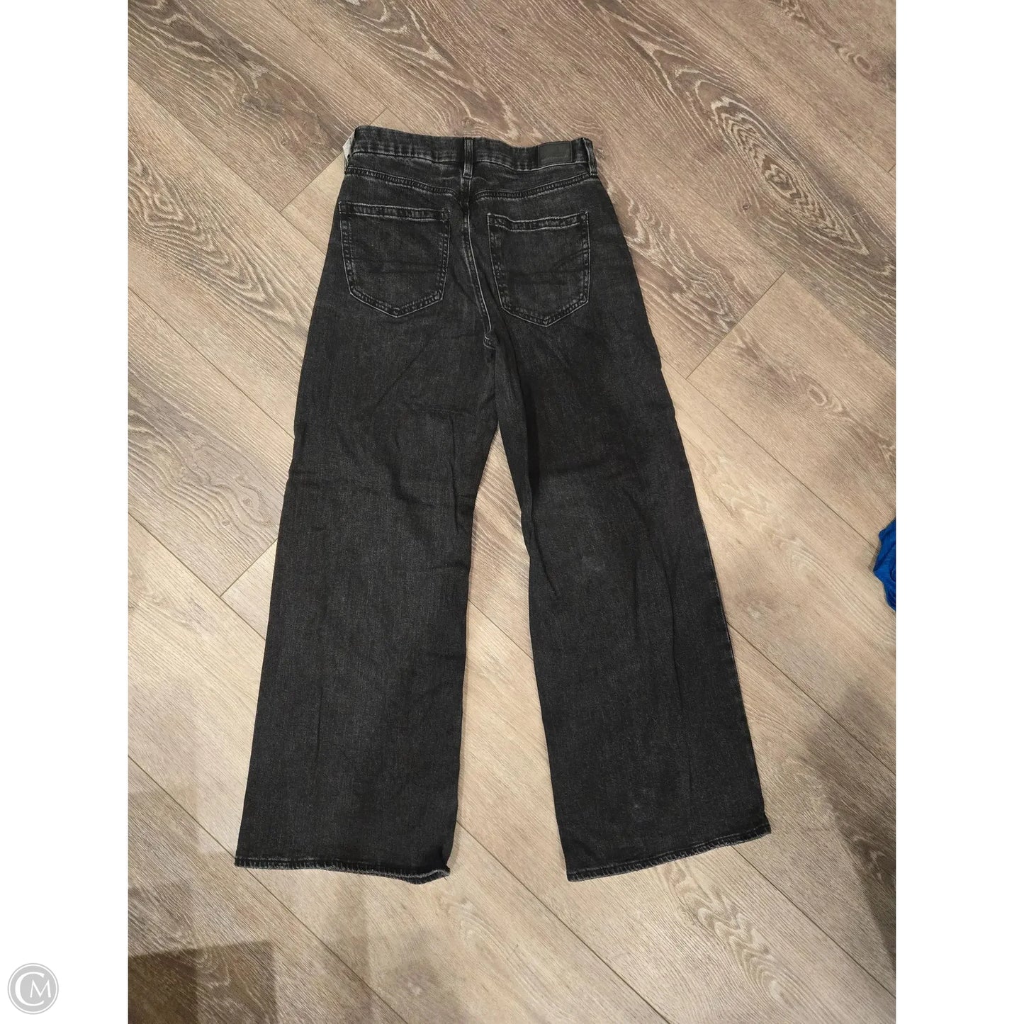 Jeans Wide Leg By American Eagle In Black Denim, Size: 8