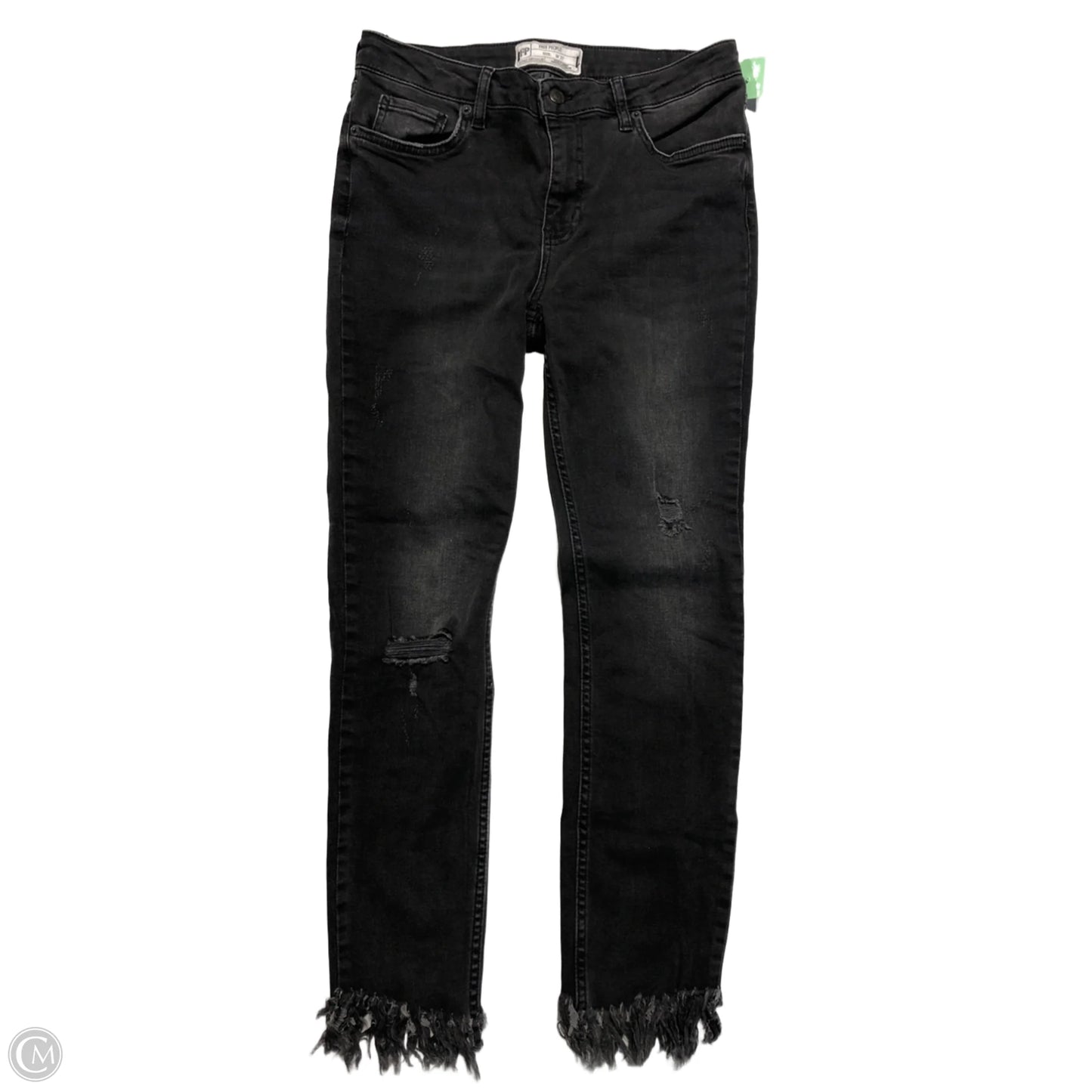Jeans Skinny By Free People In Black Denim, Size: 4