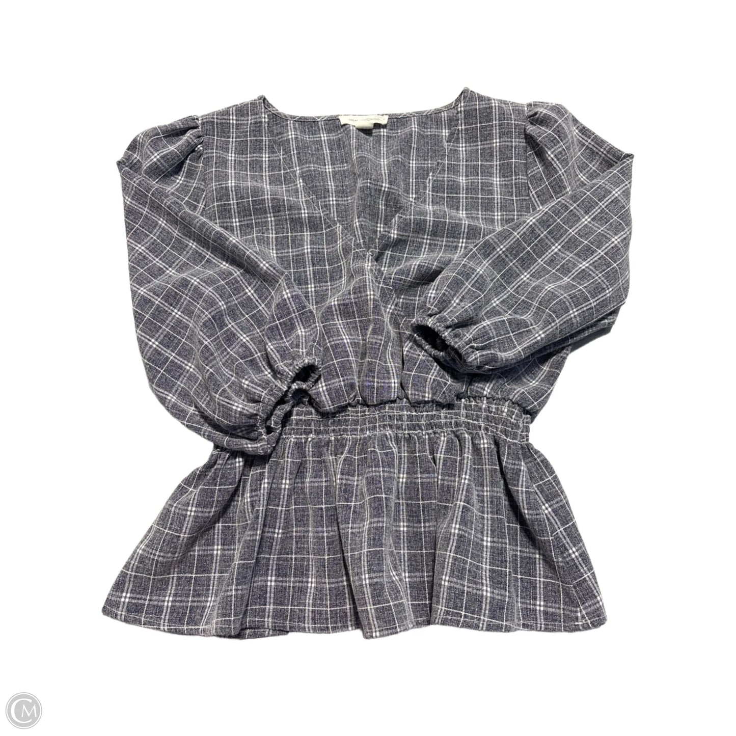 Blouse 3/4 Sleeve By Treasure And Bond In Plaid Pattern, Size: S