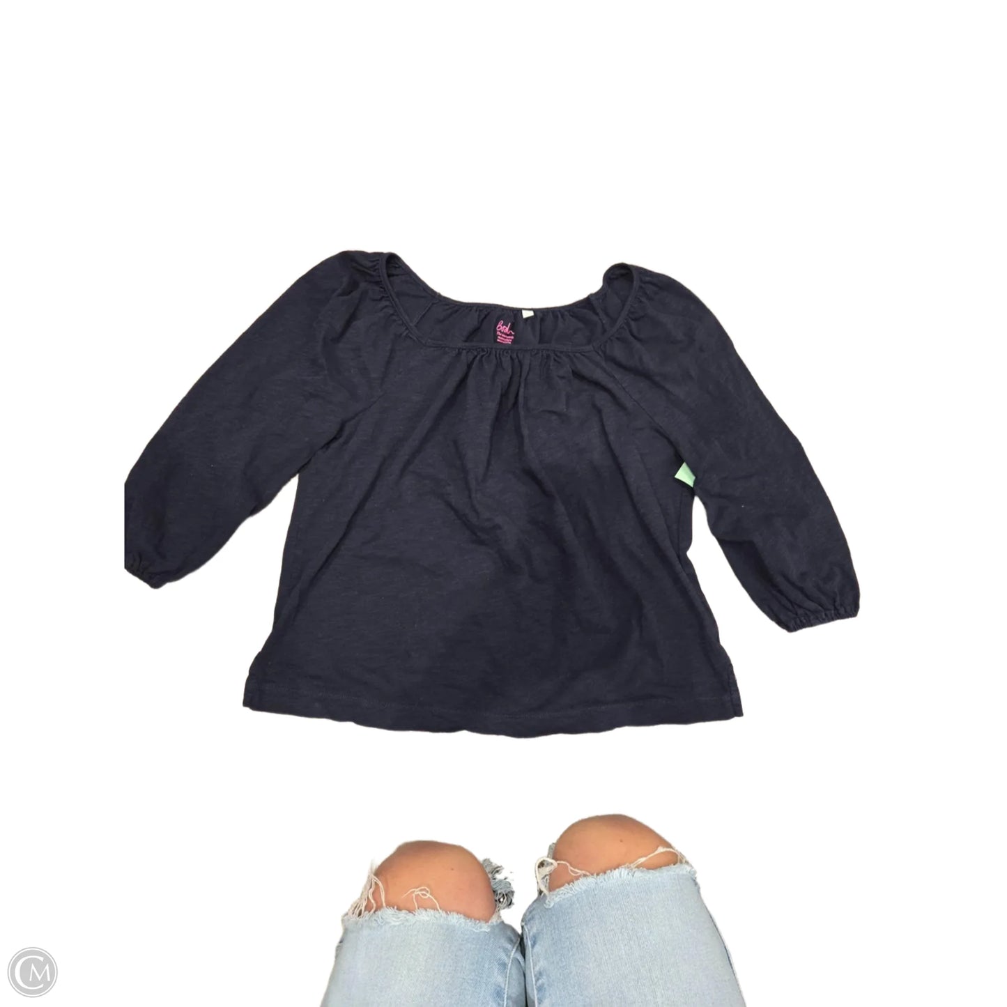 Top 3/4 Sleeve Basic By Boden In Navy, Size: M