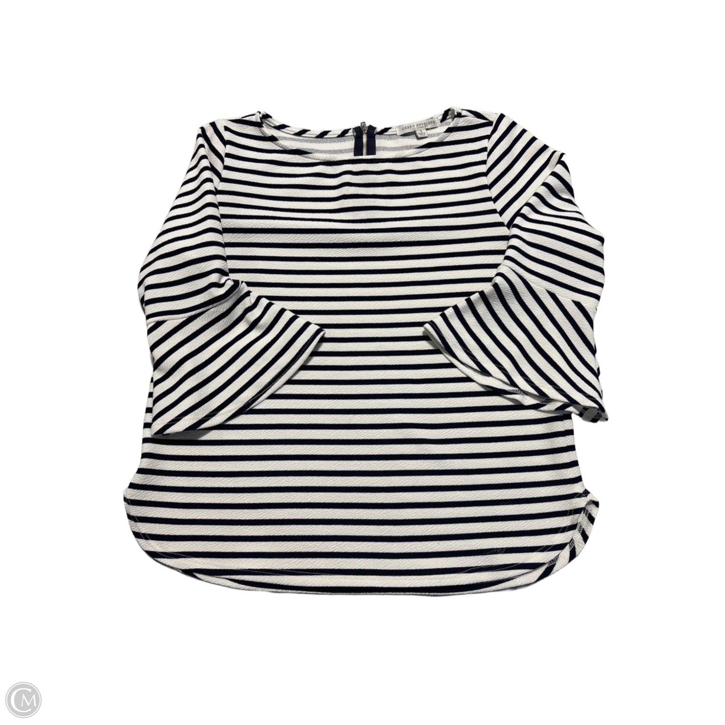Top 3/4 Sleeve By Green Envelope In Striped Pattern, Size: S