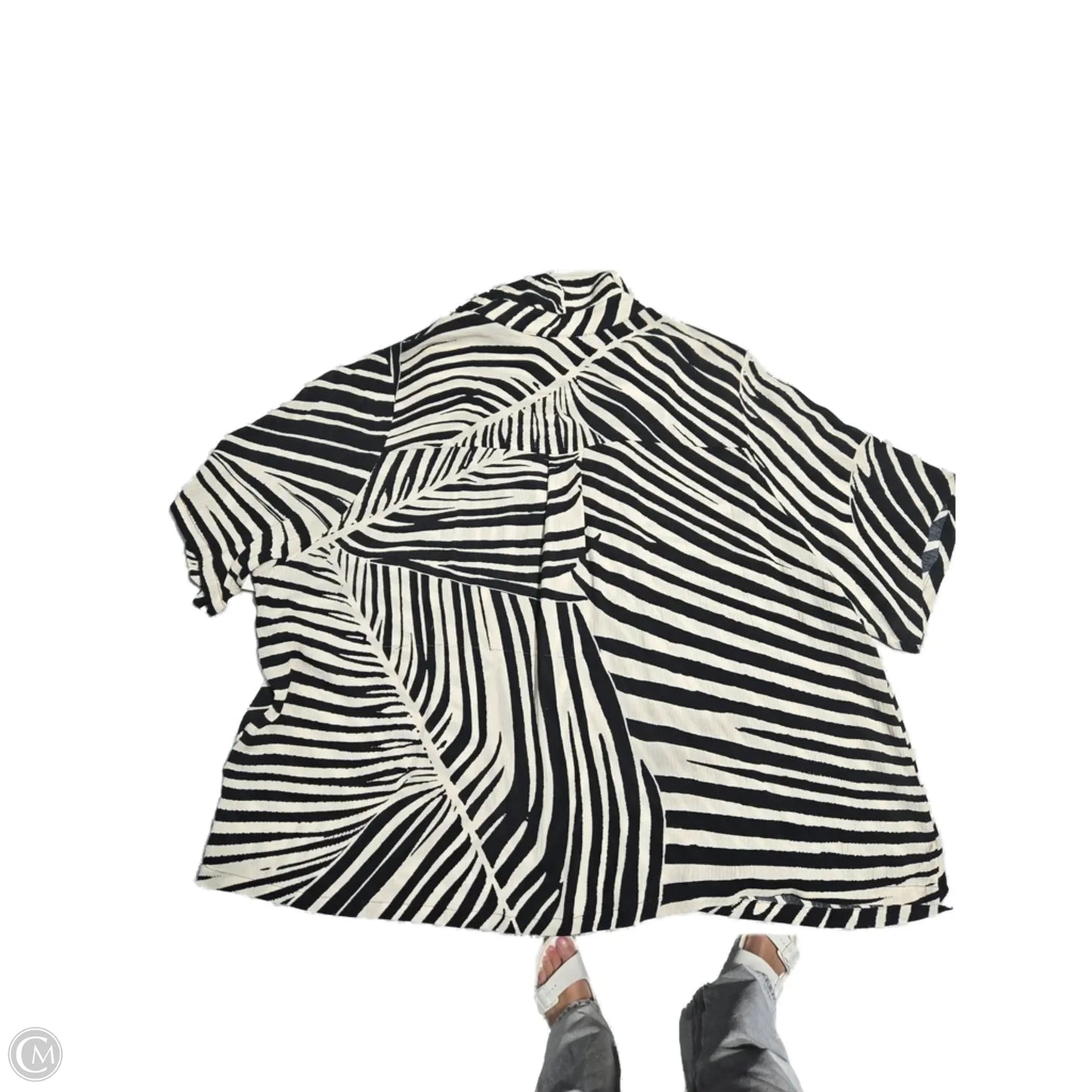 Top Short Sleeve By H&m In Black & White, Size: Xl