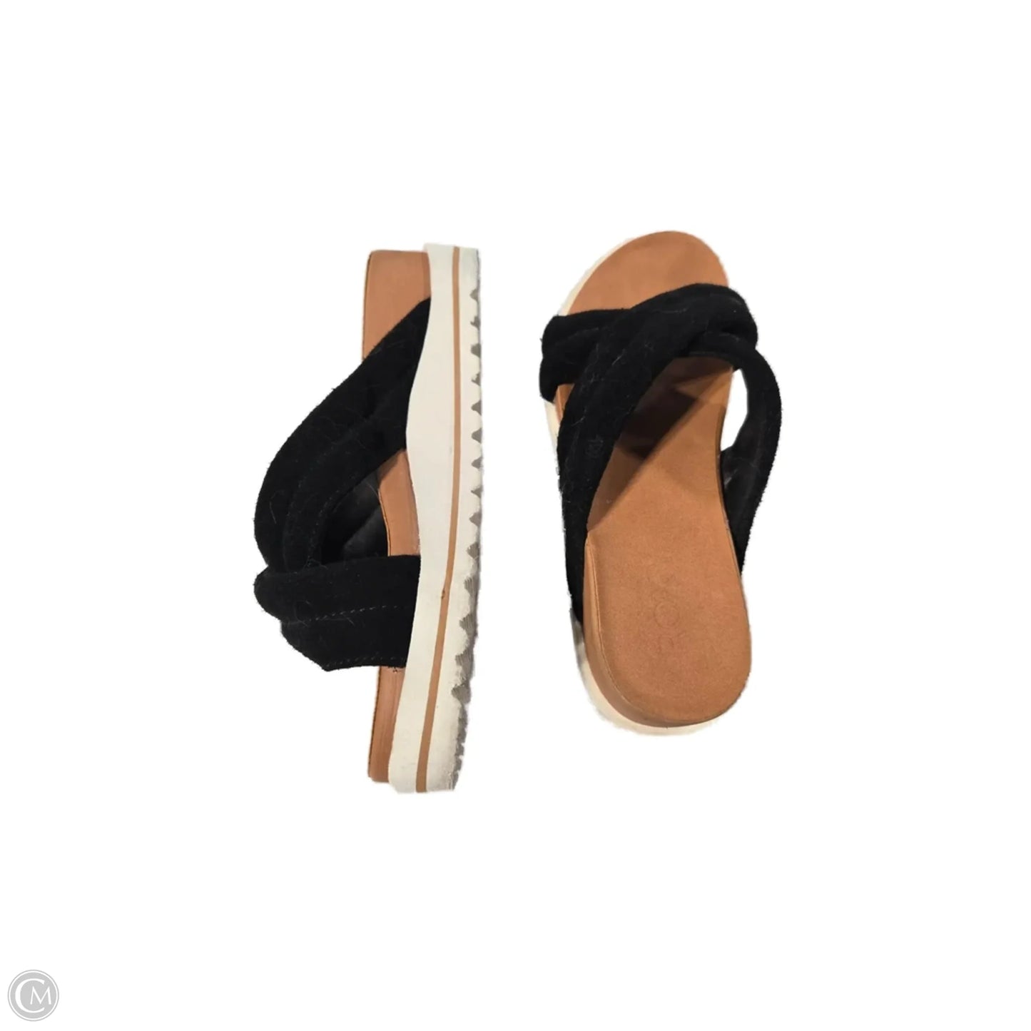 Sandals Heels Platform By Roxy In Black & Tan, Size: 6