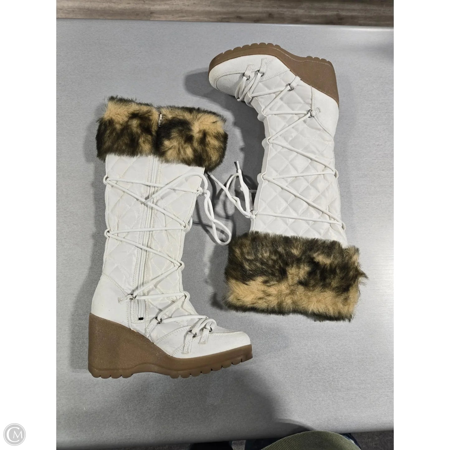 Boots Knee Heels By Soda In White, Size: 6.5