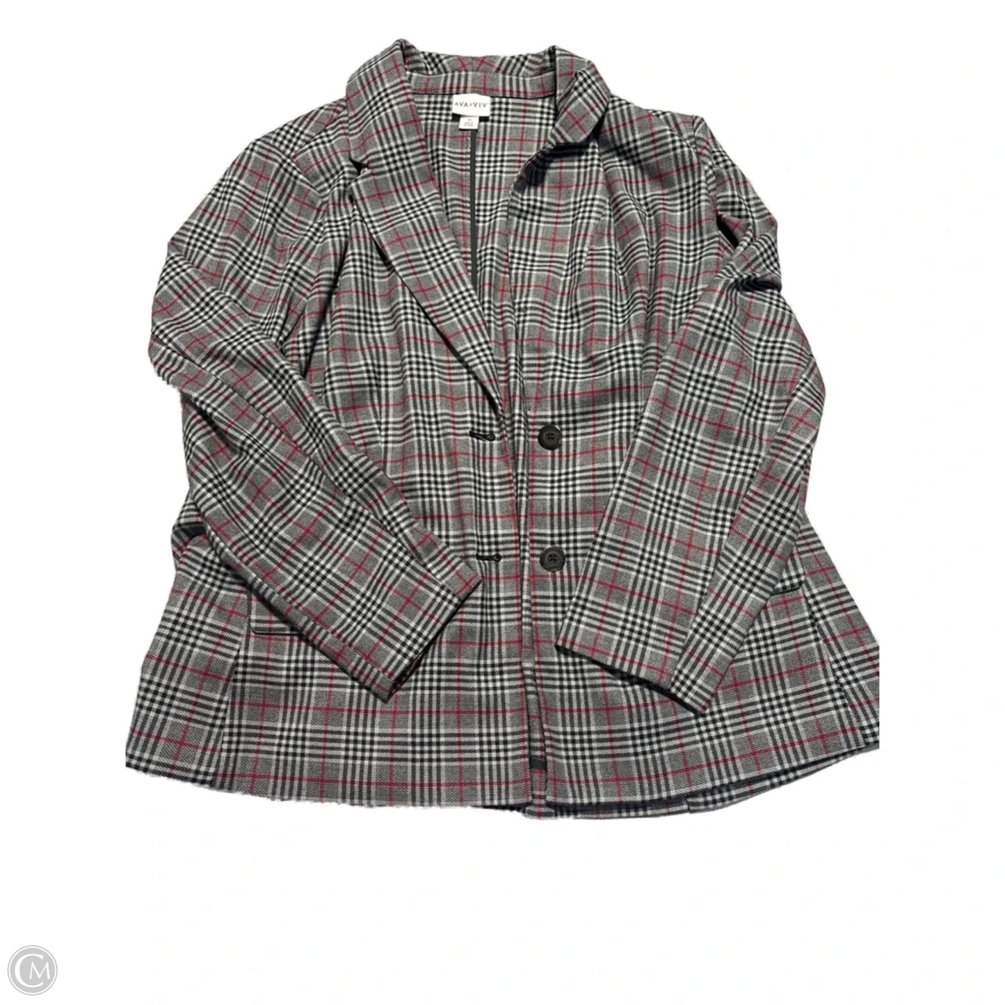 Blazer By Ava & Viv In Plaid Pattern, Size: 1x